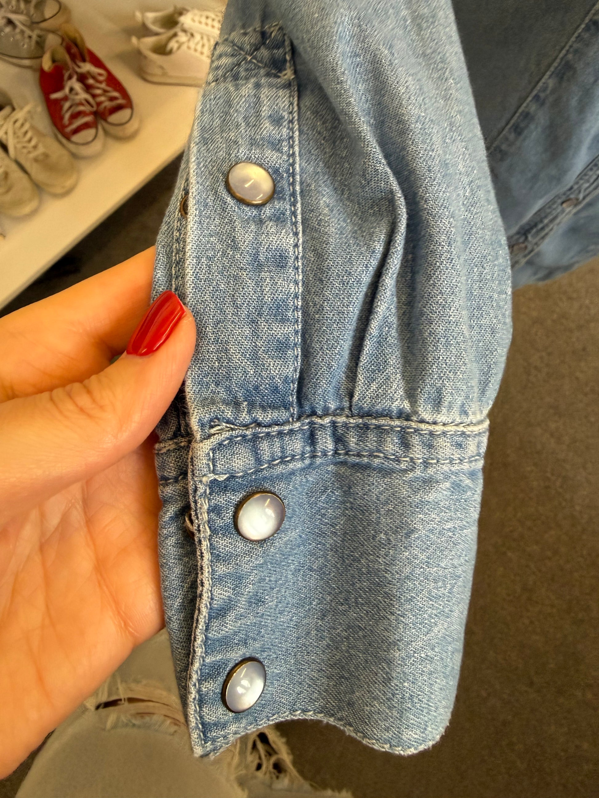 Dunnes press stud long sleeved denim mini dress