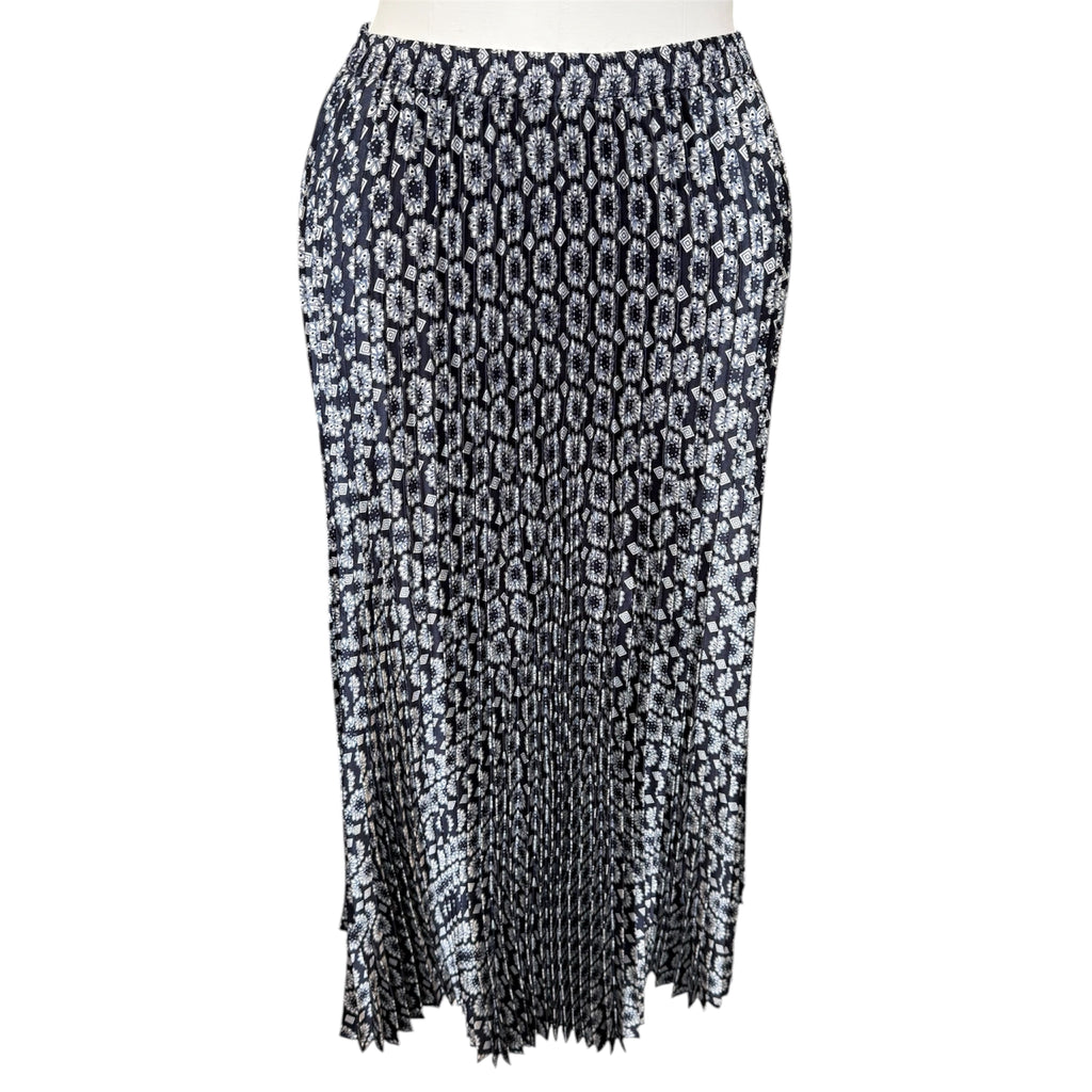 Kaleidoscope navy floral pleat midi skirt