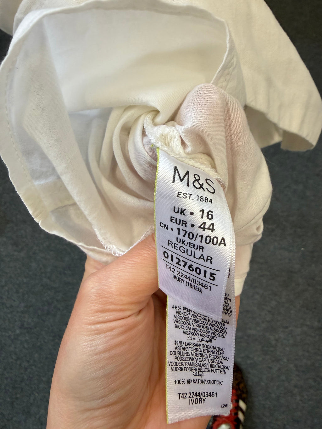 M&S white linen style frill edge dress