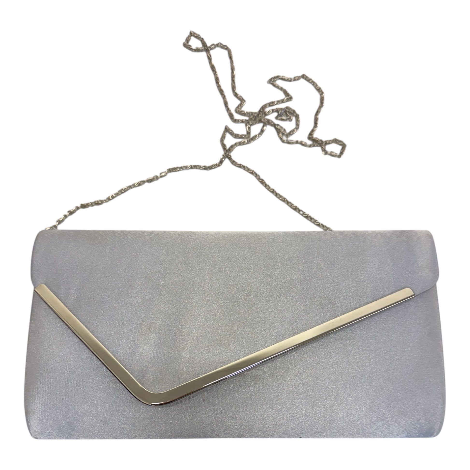 Silver chain strap evening bag