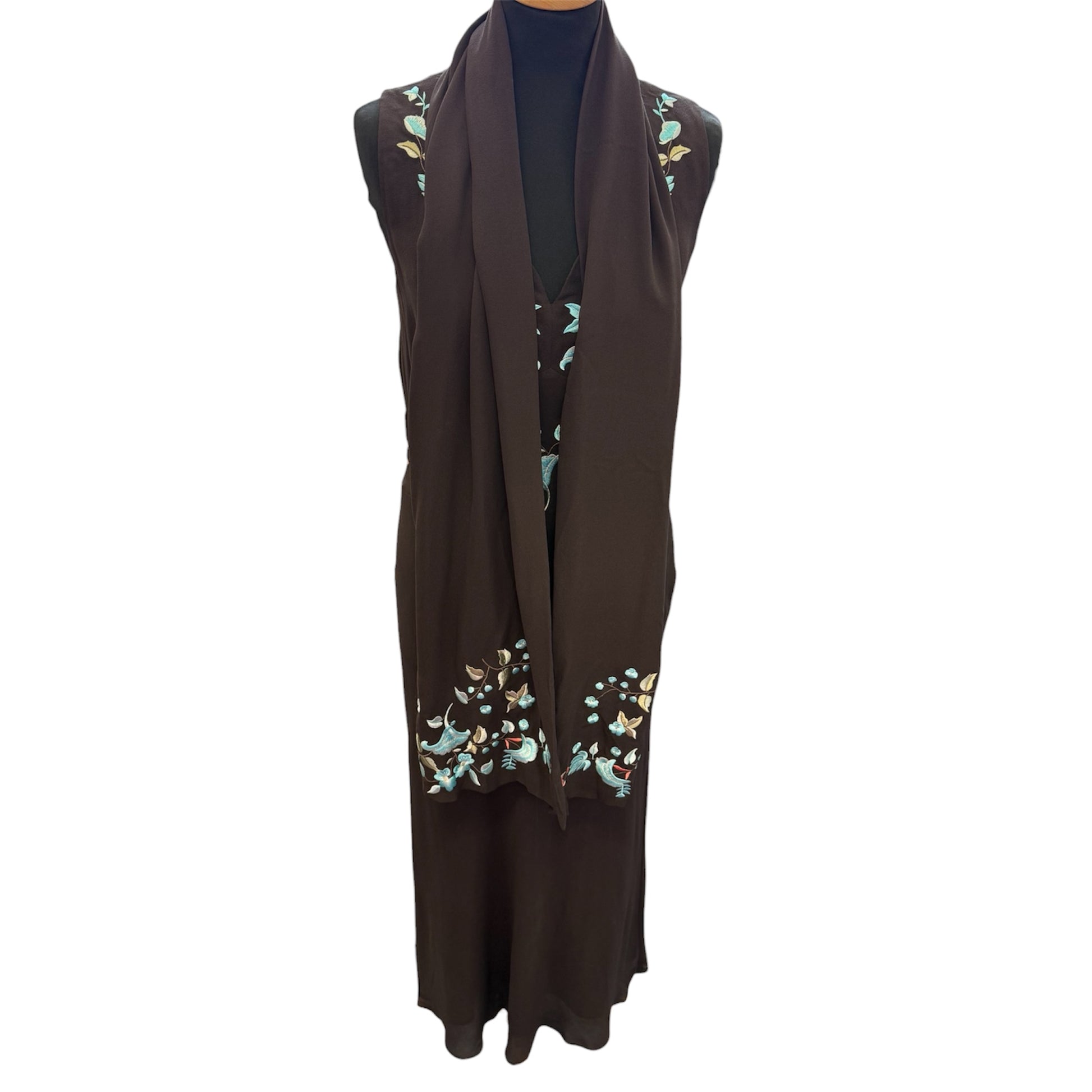 Kaliko embroidered occasion dress with matching scarf