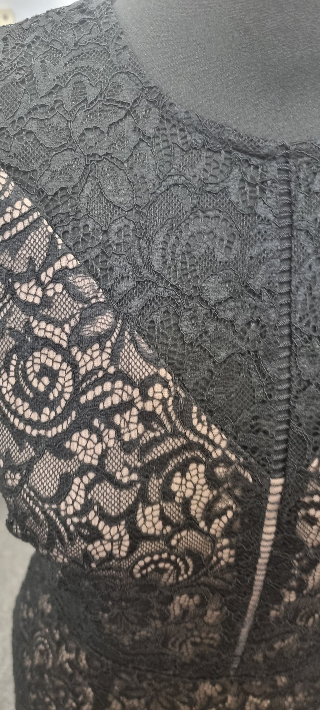 M&S black short sleeve lace fully lined dress