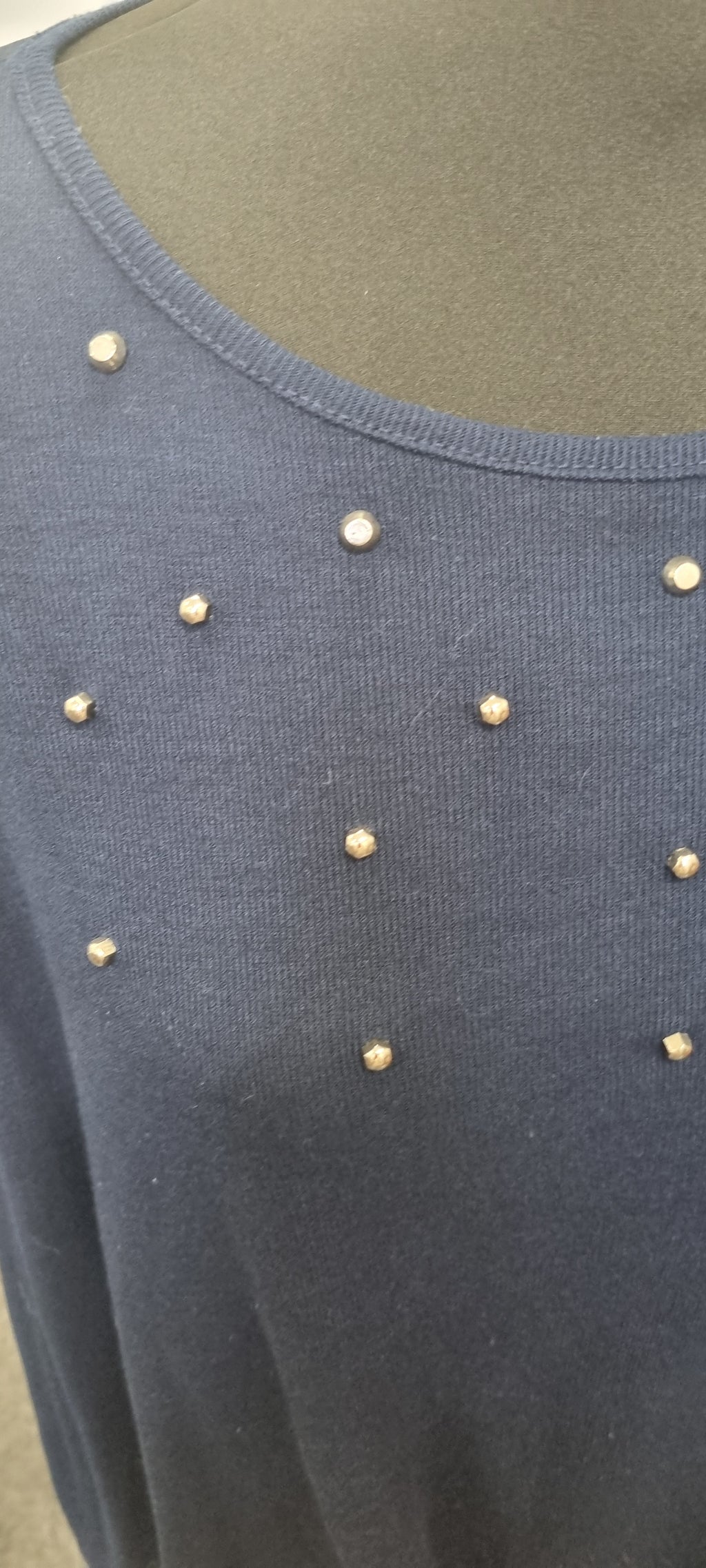 Stud detail short sleeve round neck top