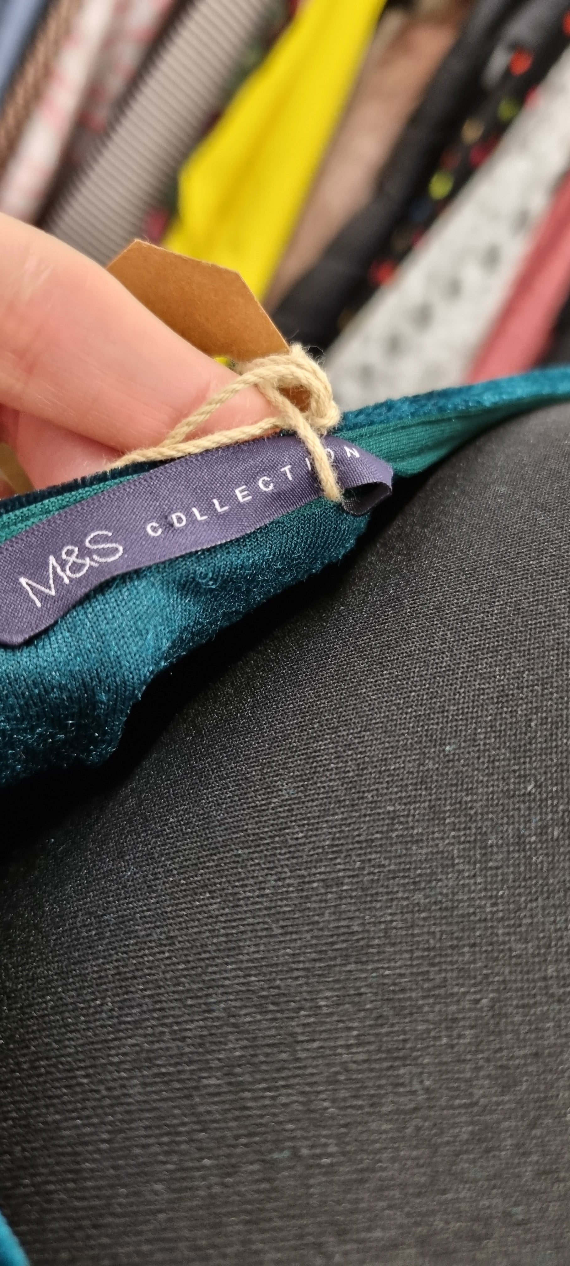 M&S Velor Green Long Sleeved Skater Style Dress