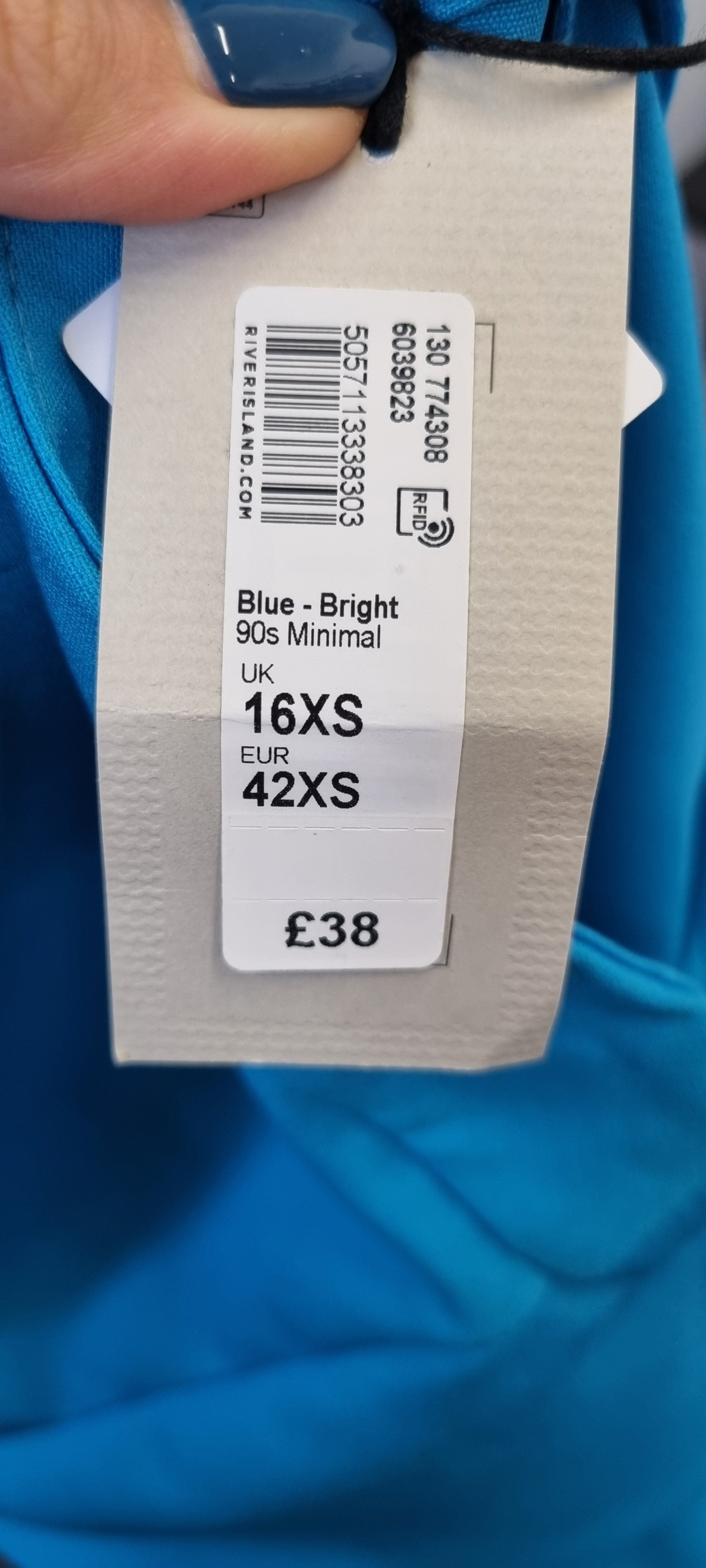 River Island bright blue tailored zip trousers (brand new with tags)