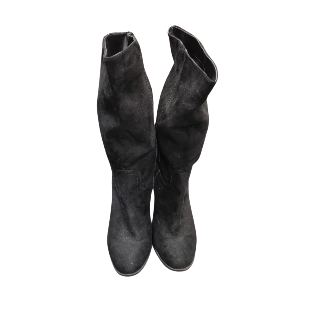 Primark black suede heeled loose boots
