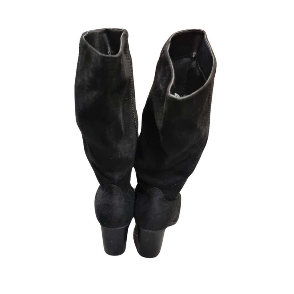 Primark black suede heeled loose boots