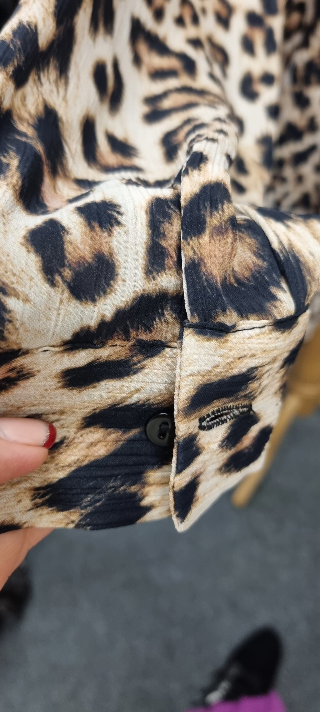 Zara long sleeved button leopard print collared blouse