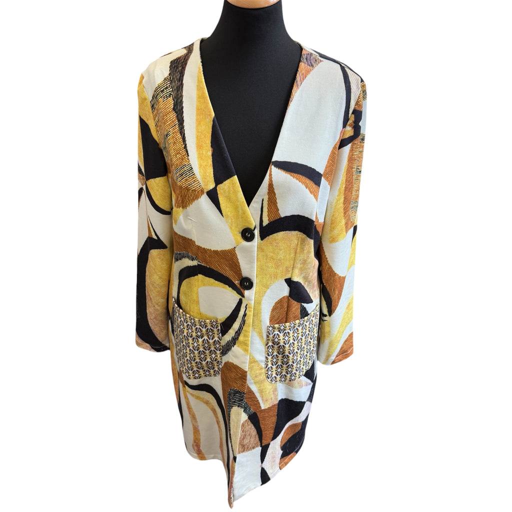 Missy vintage style abstract collarless jacket