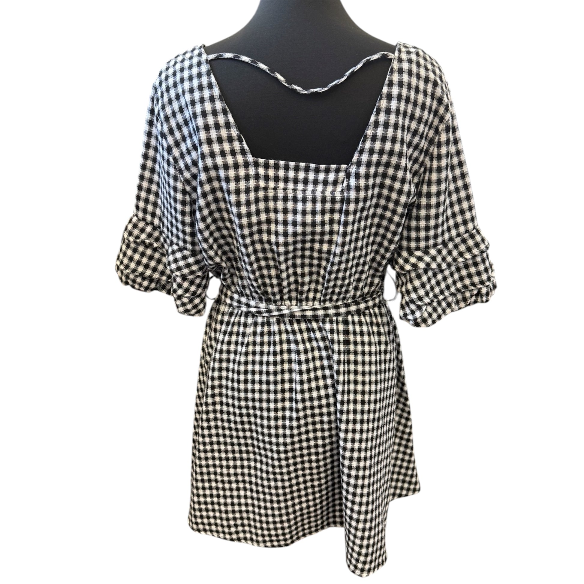 PLT black and white check mini dress