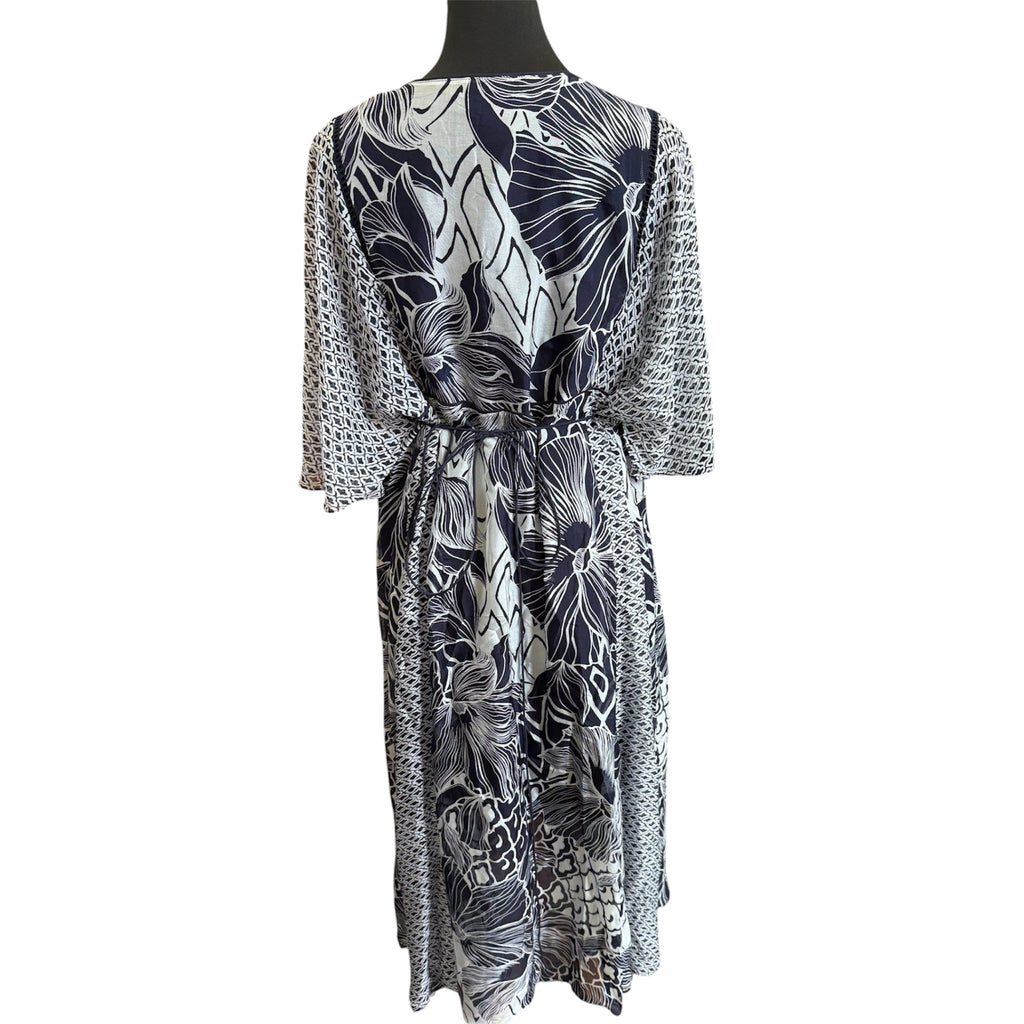 Monsoon navy and white pattern maxi dress