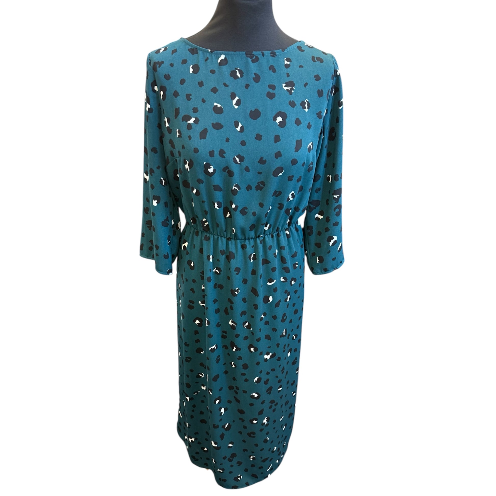 Teal animal print midi dress