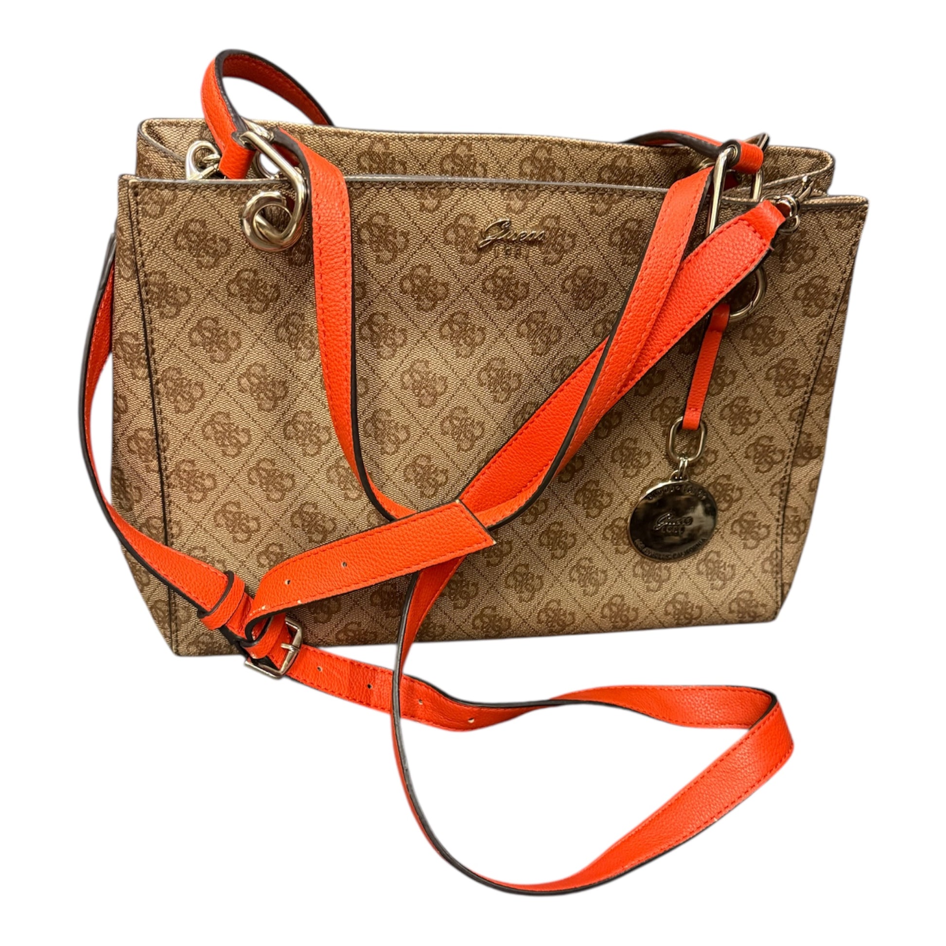 Guess brown and orange hand and shoulder bag