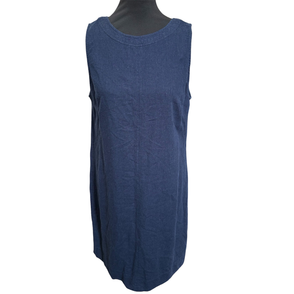 M&S navy sleeveless linen knee length dress