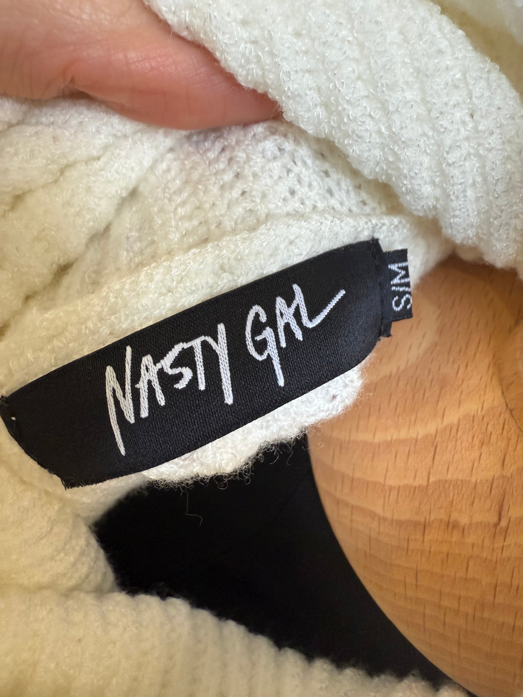 Nasty Gal cream crop roll neck jumper
