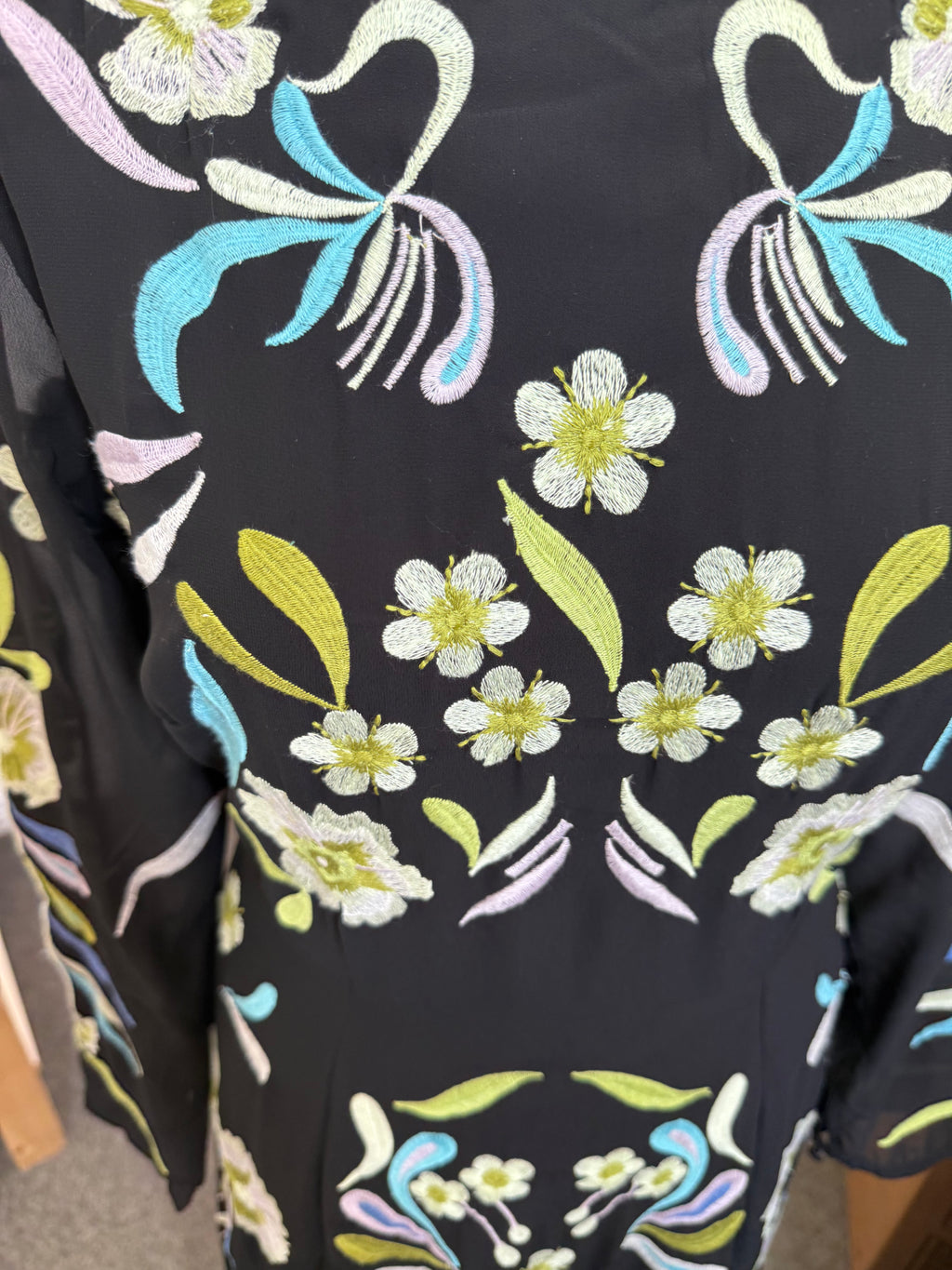 Monsoon floral embroidered long sleeve midi dress