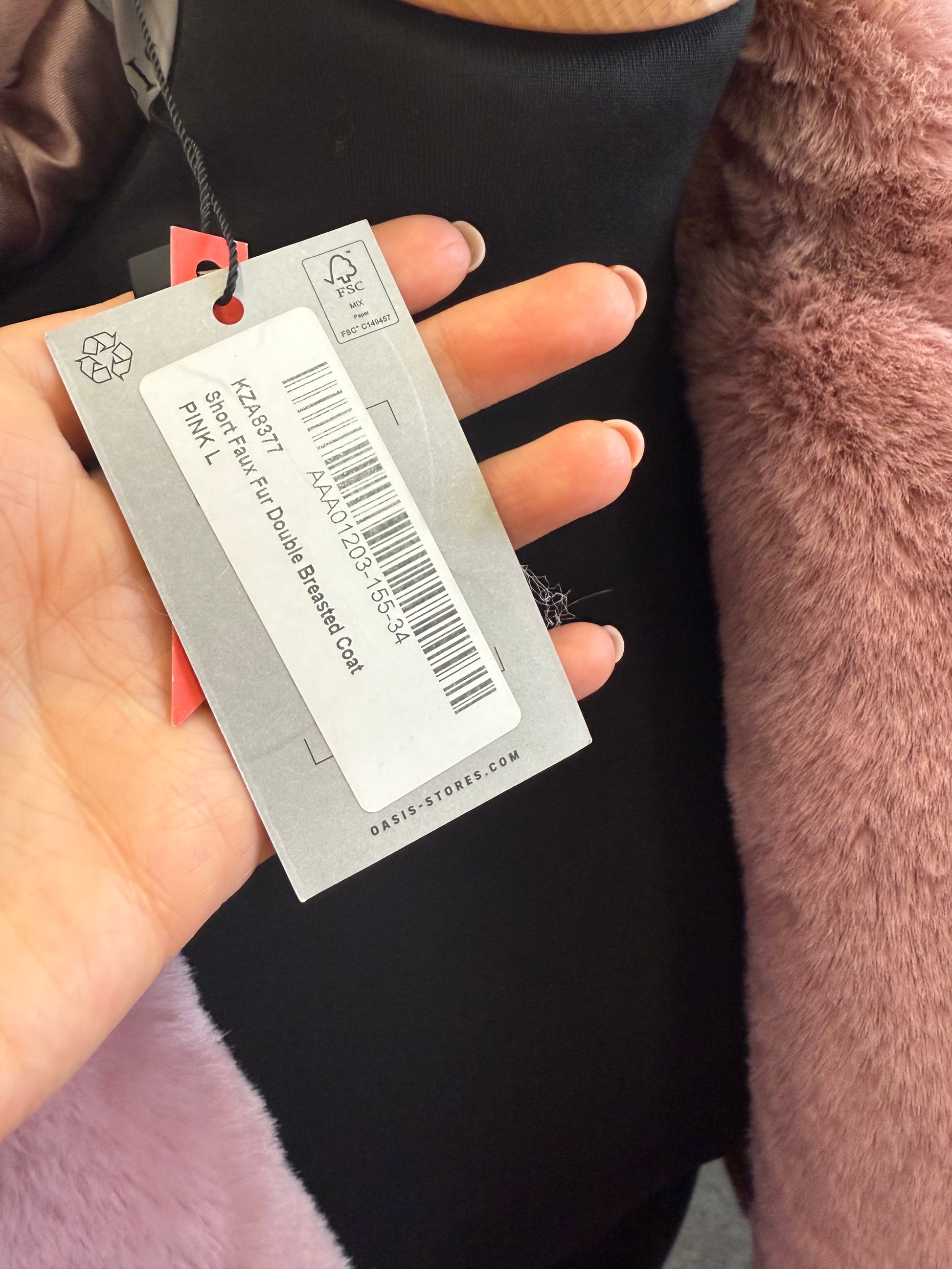 Oasis pink faux fur jacket