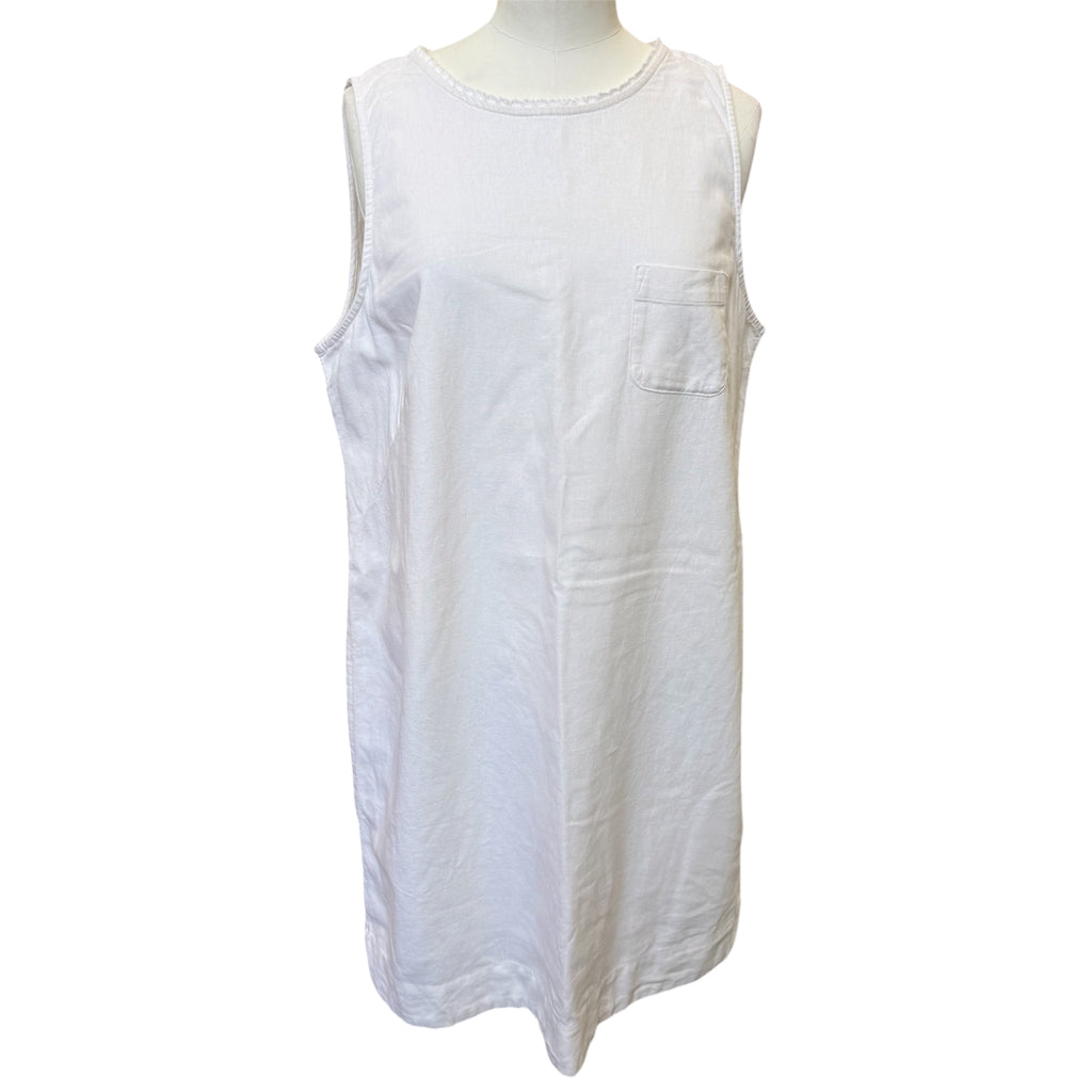 M&S white linen style frill edge dress