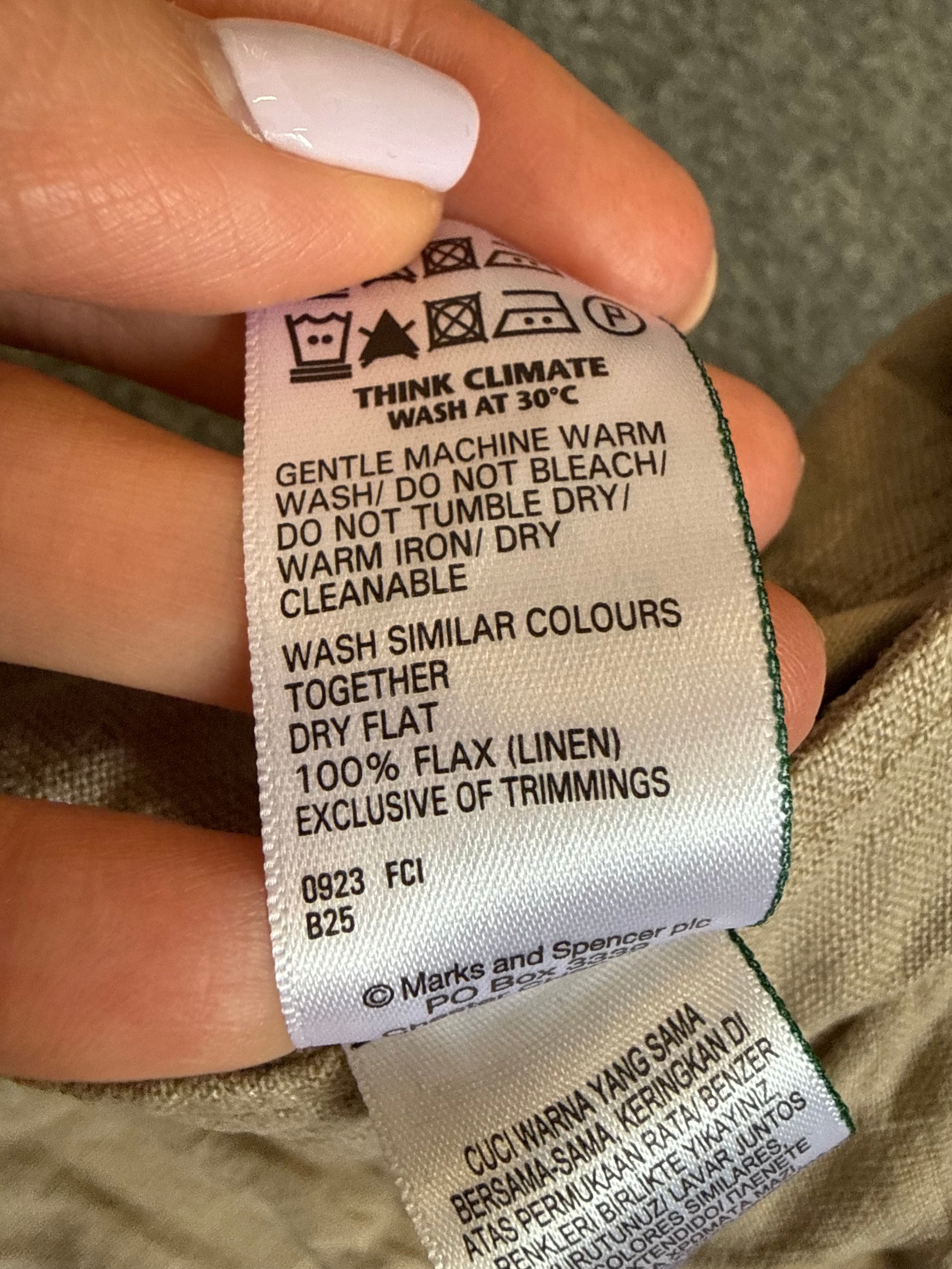 M&S light brown linen wide leg trousers
