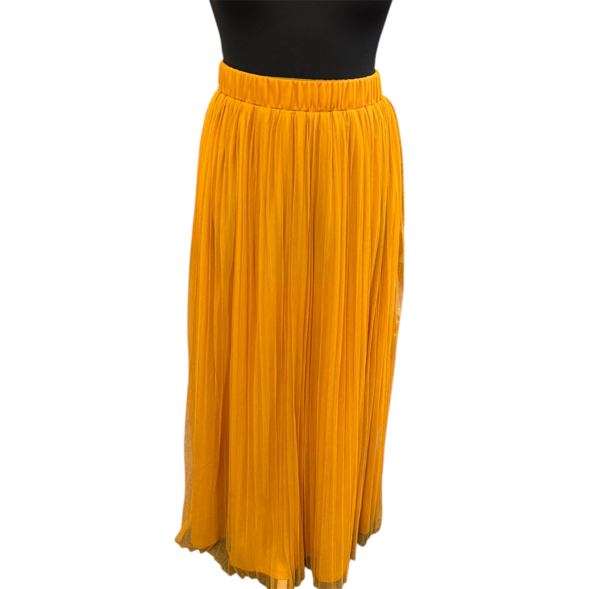 Boohoo mustard tulle layered maxi skirt