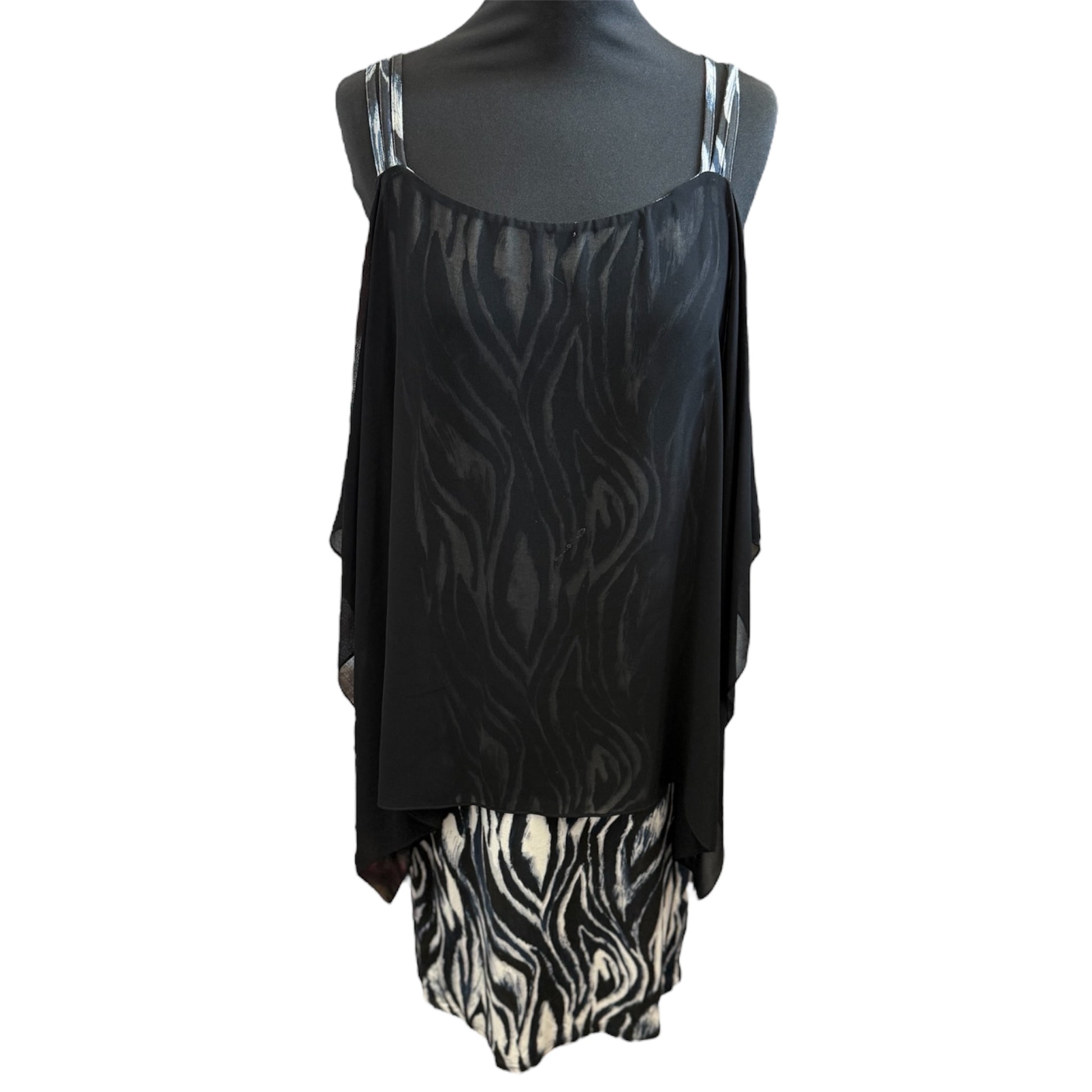 Roman animal print dress with sheet over top
