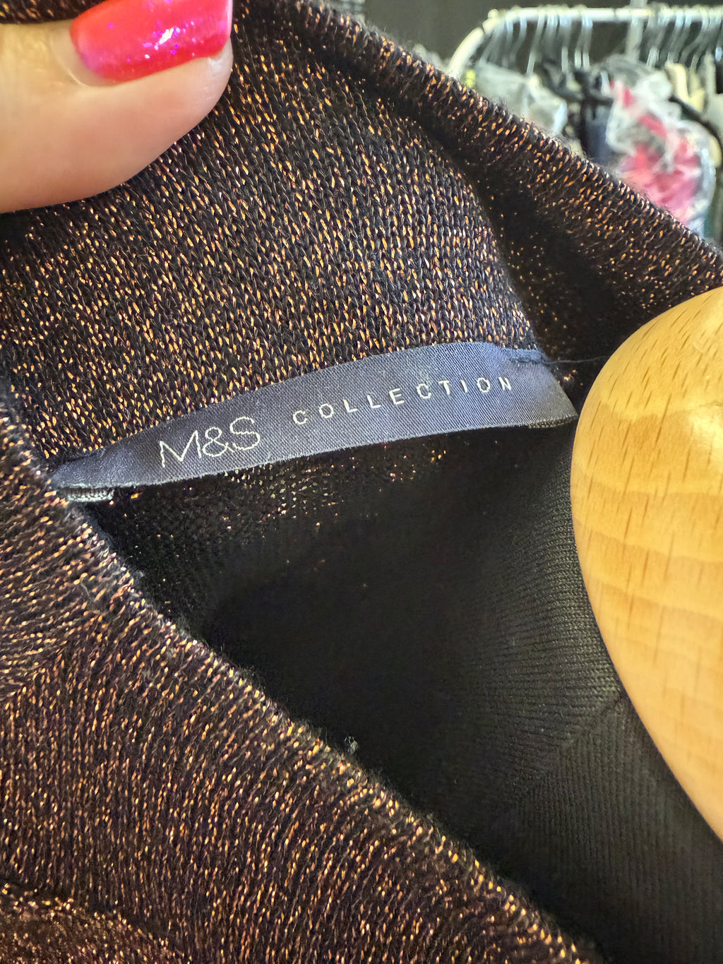 M&S sparkle cold shoulder high neck top