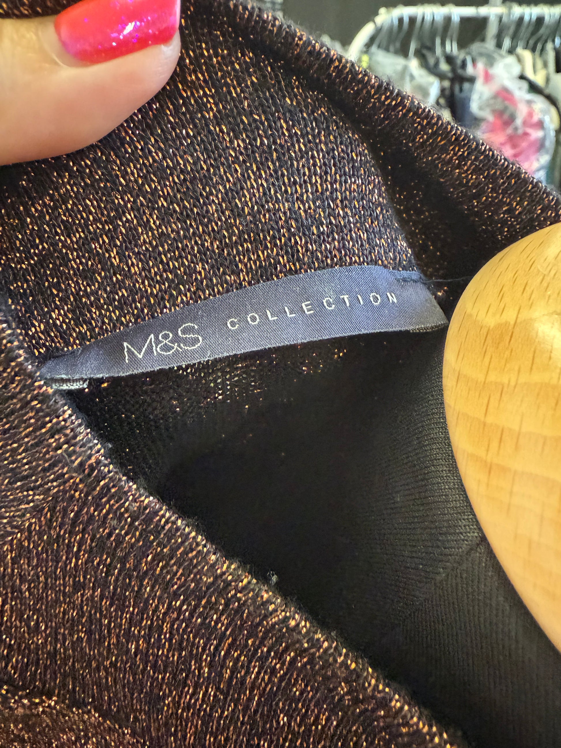 M&S sparkle cold shoulder high neck top