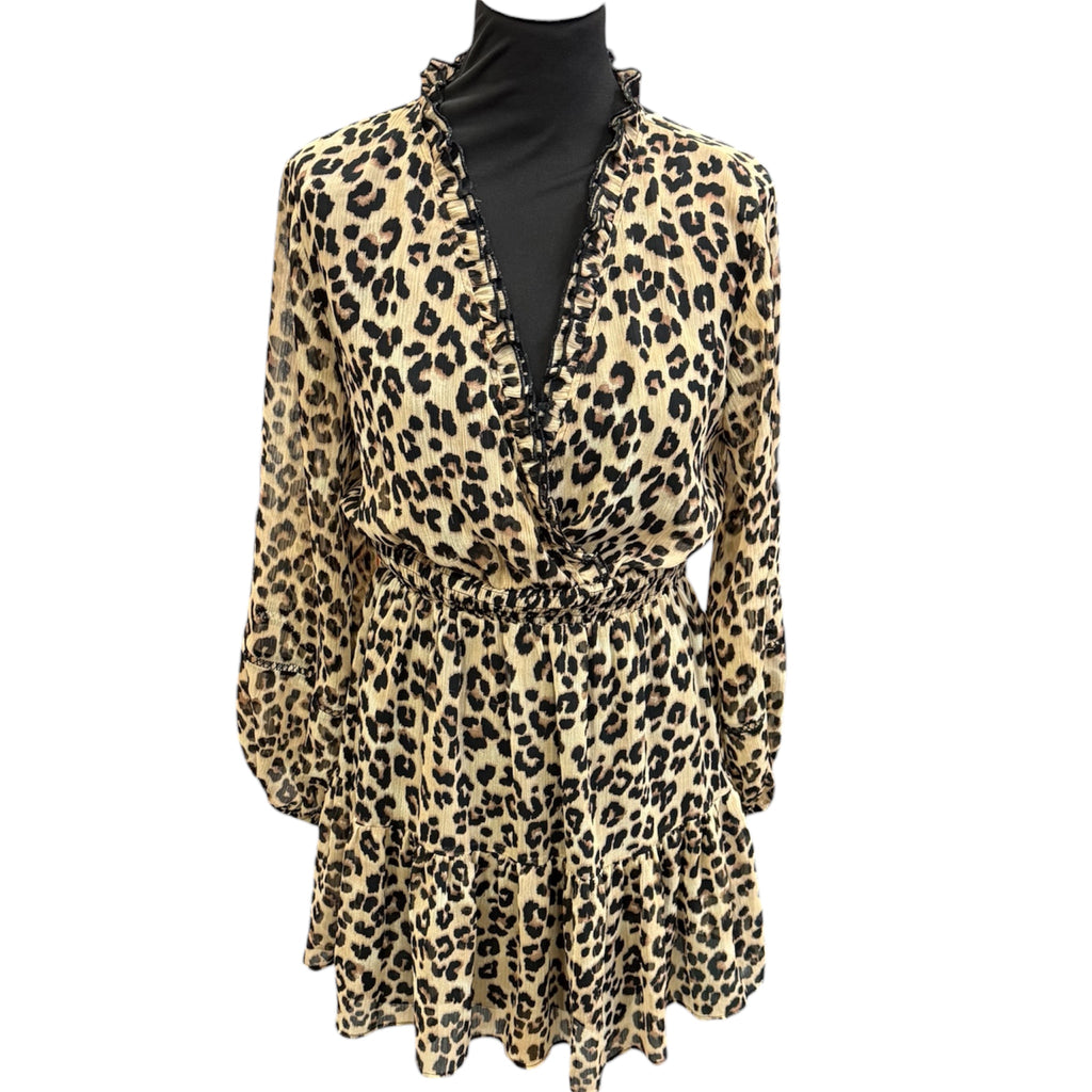 Zara leopard print frill detail mini dress