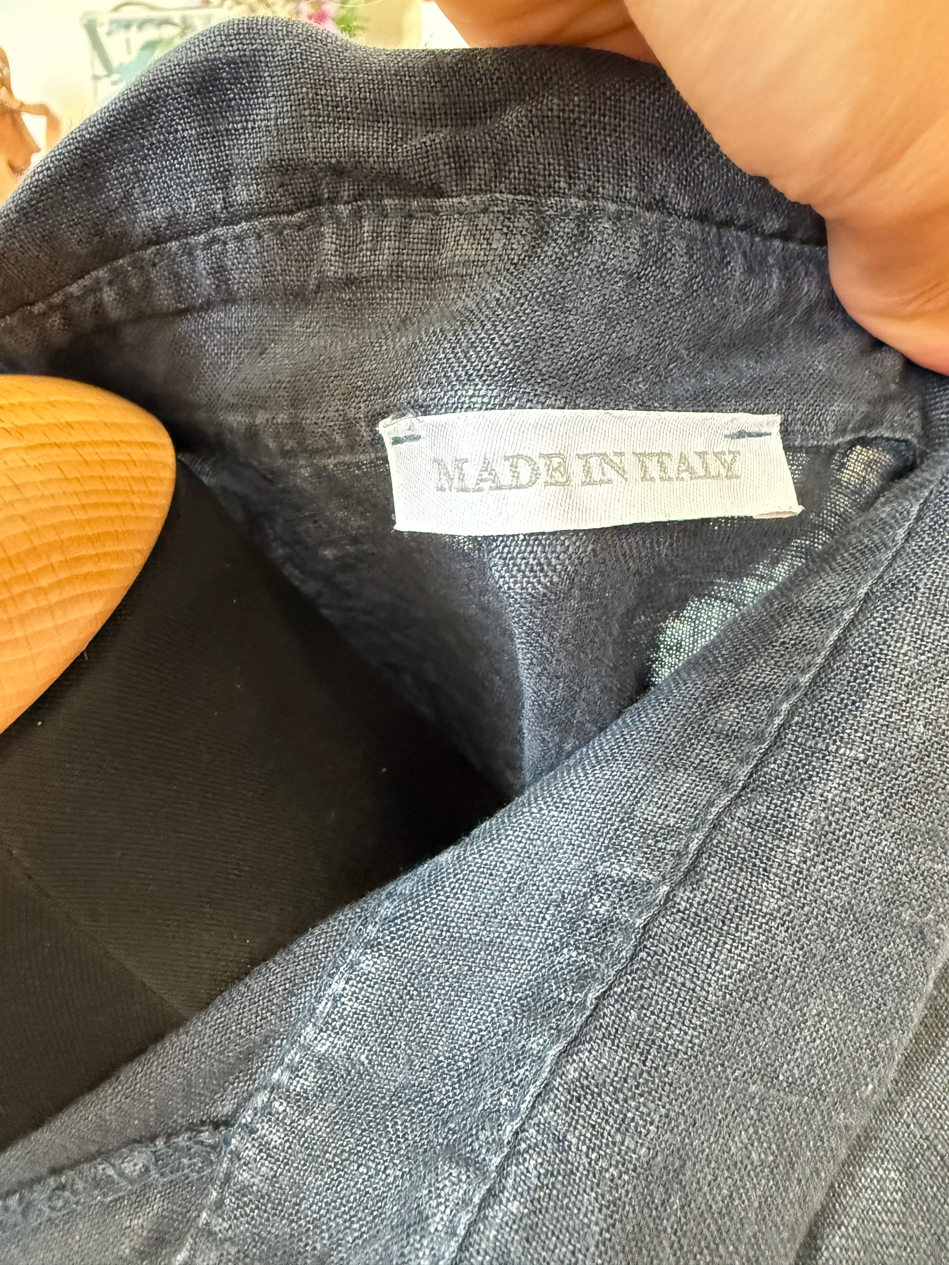 Made in Italy navy linen midi dress