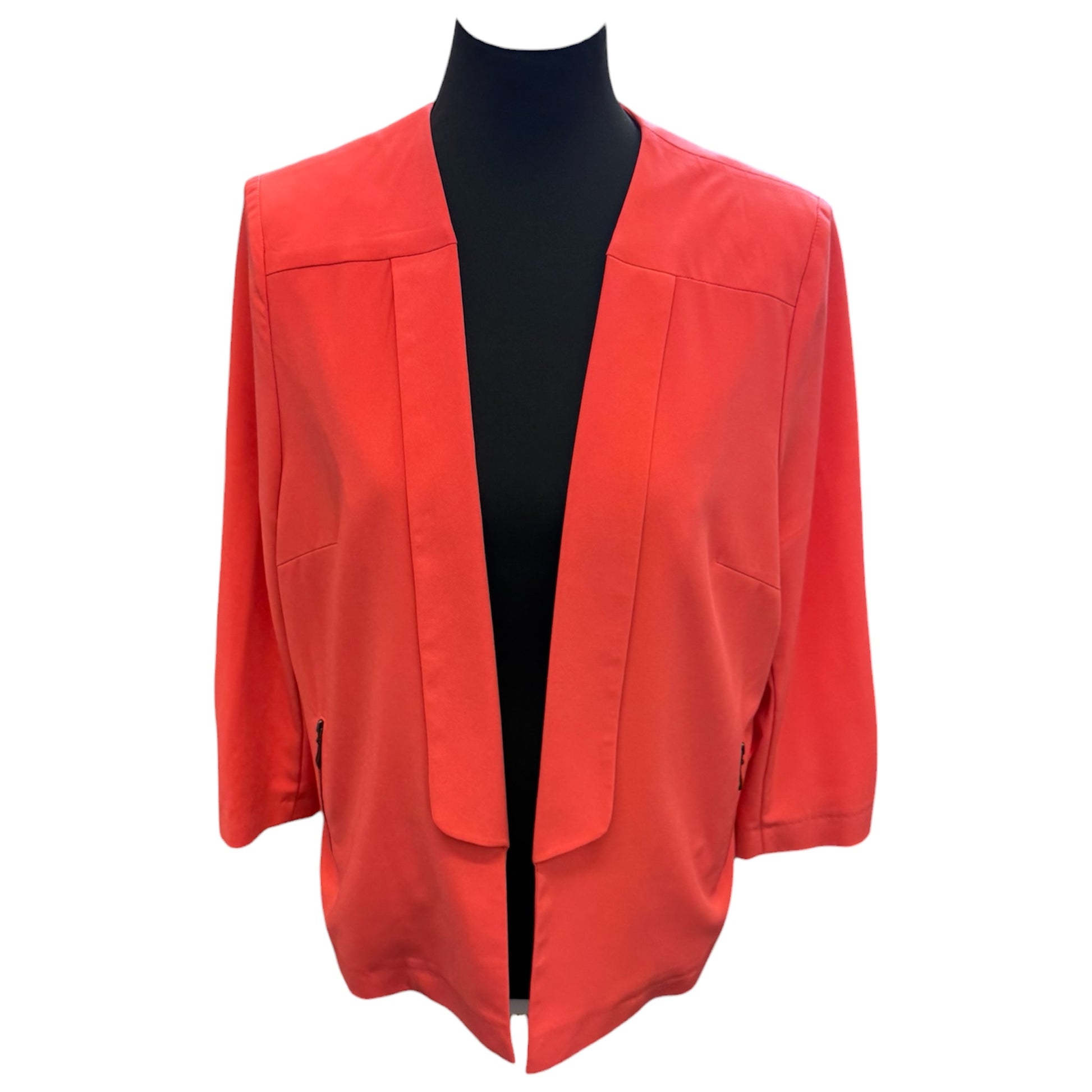 M&S ruffle sleeve coral blazer