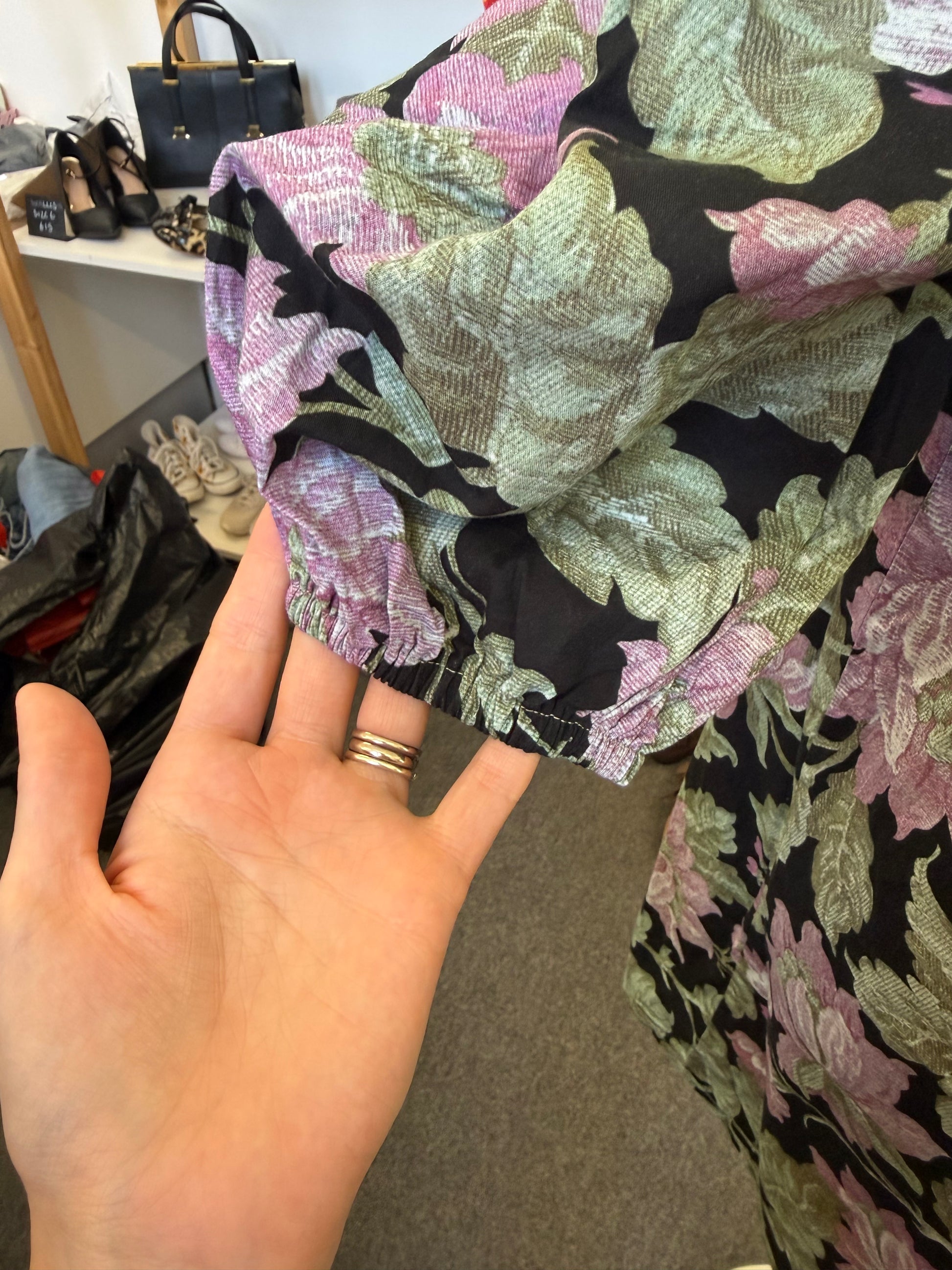 ASOS floral high neck pouffe sleeve playsuit