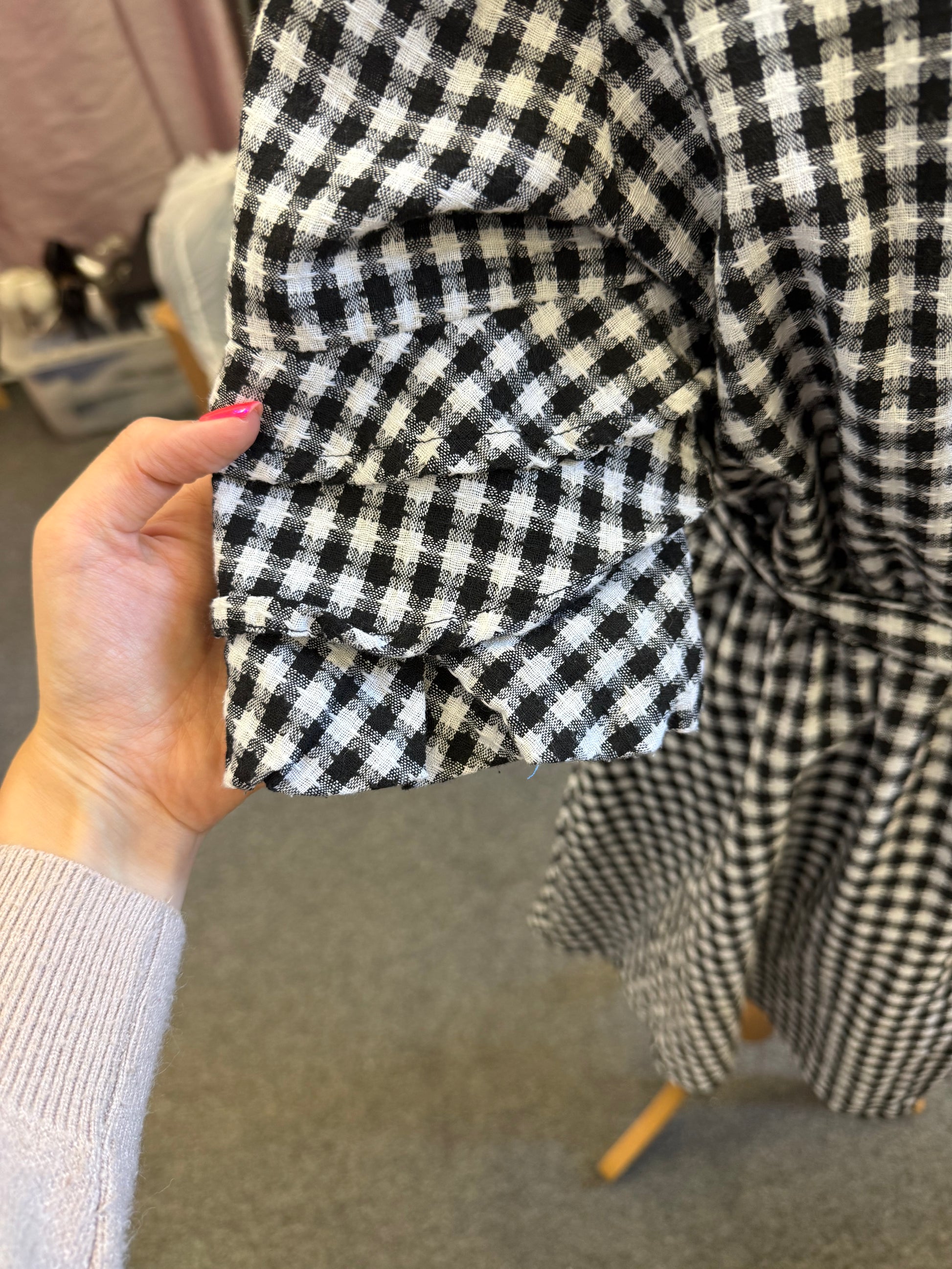 PLT black and white check mini dress