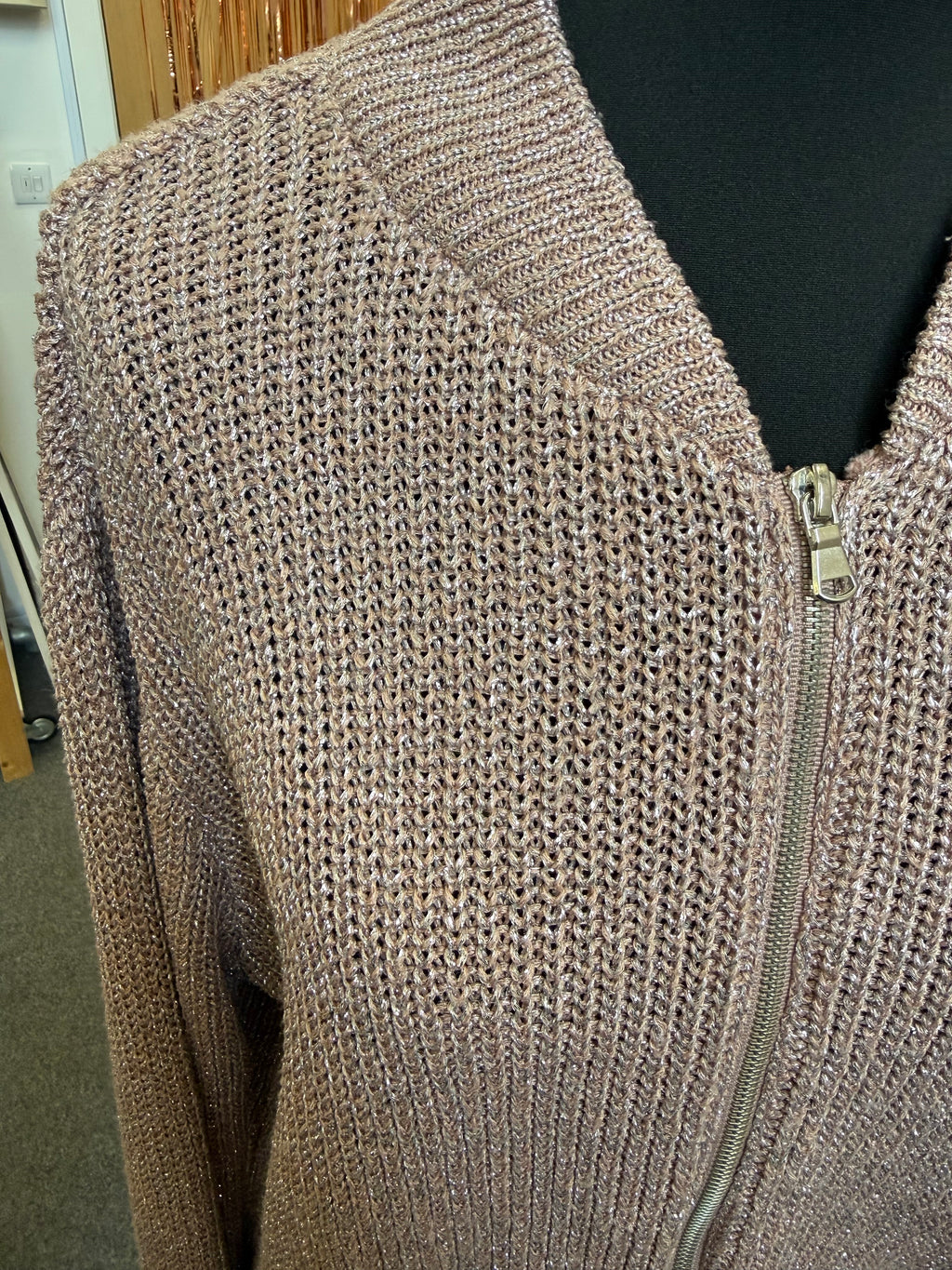 Primark pink glitter zip cardigan