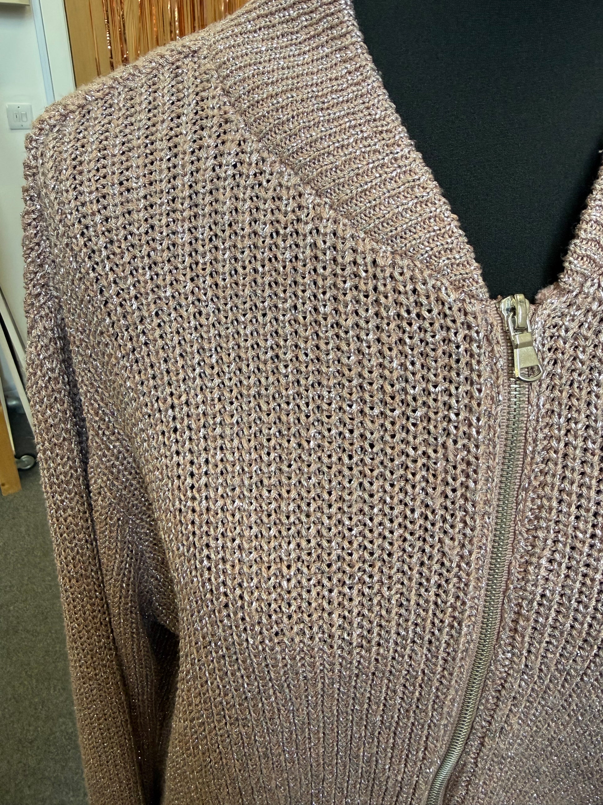 Primark pink glitter zip cardigan