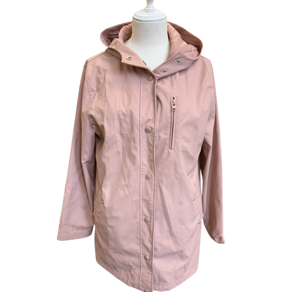 Pink hooded raincoat