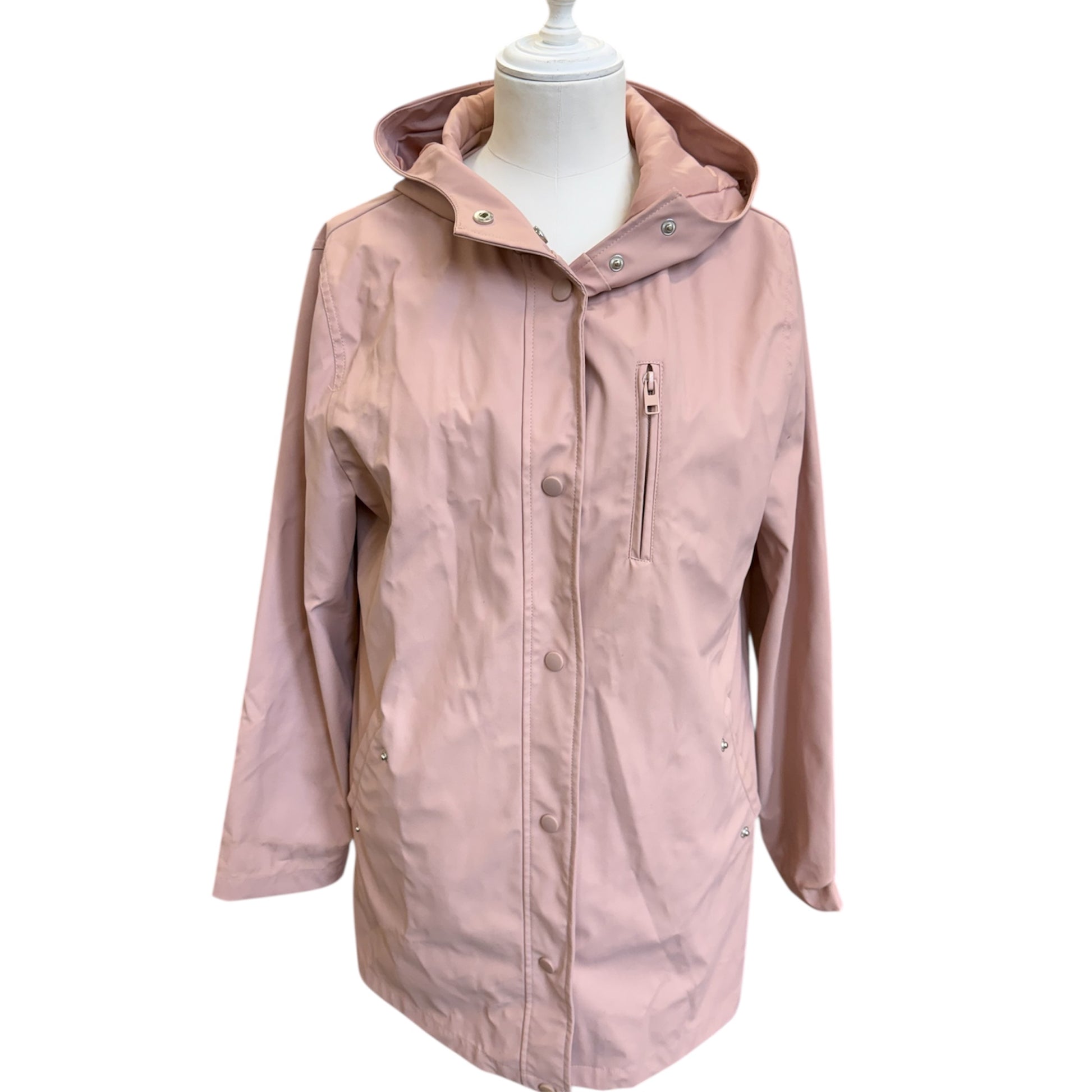 Pink hooded raincoat