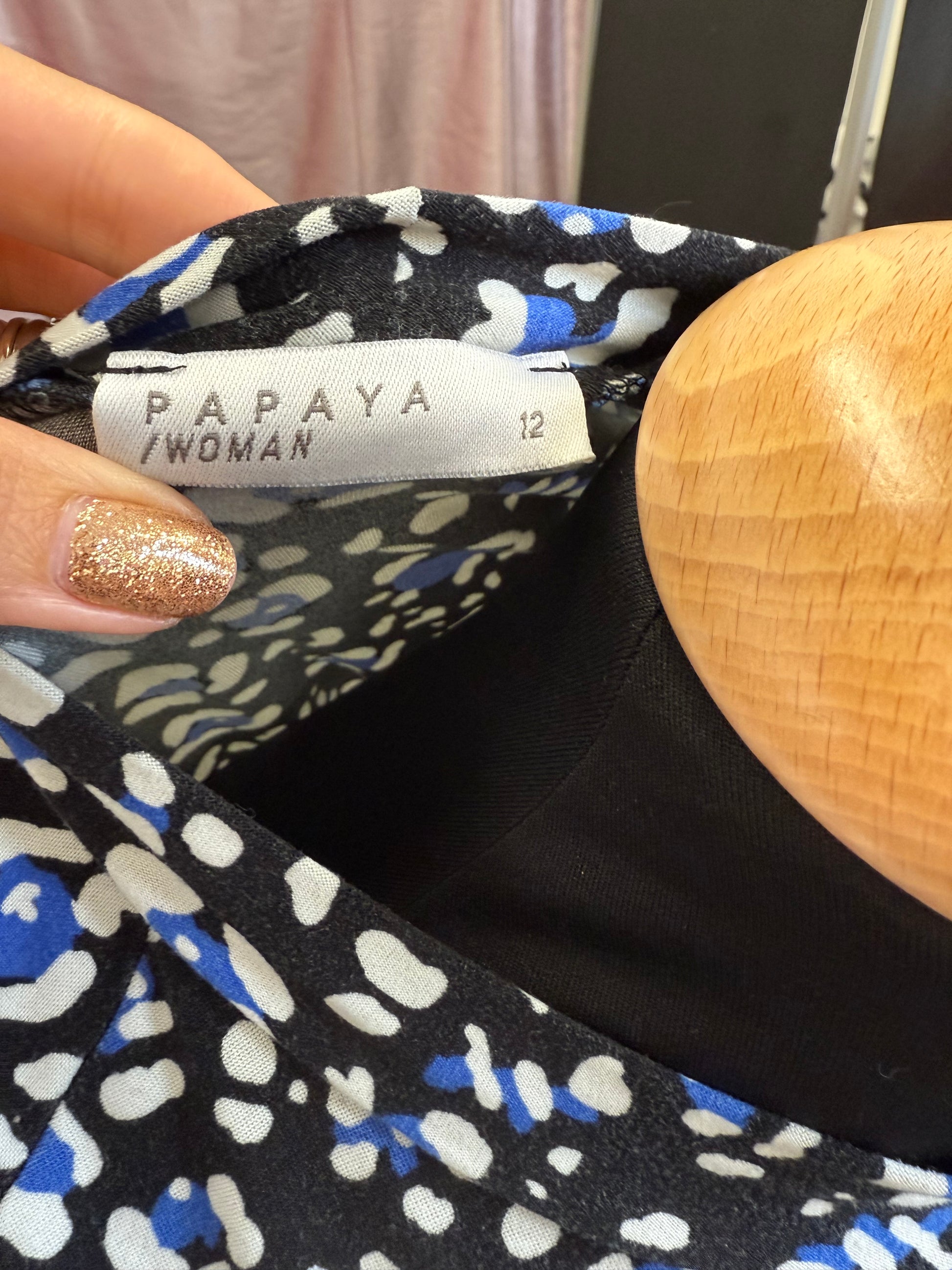 Papaya high neck long sleeve casual dress