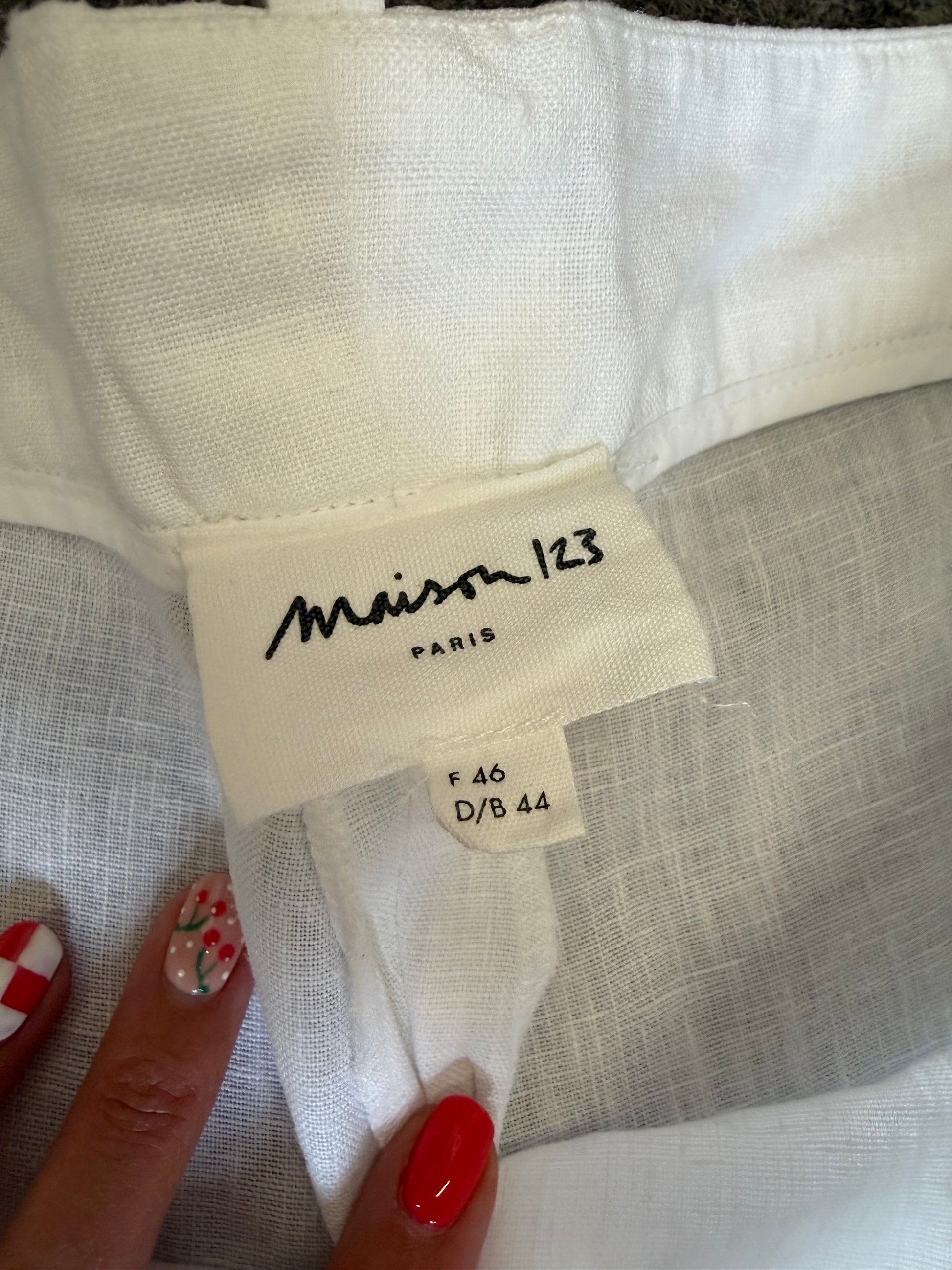 Maison 123 Paris white wide leg linen trousers