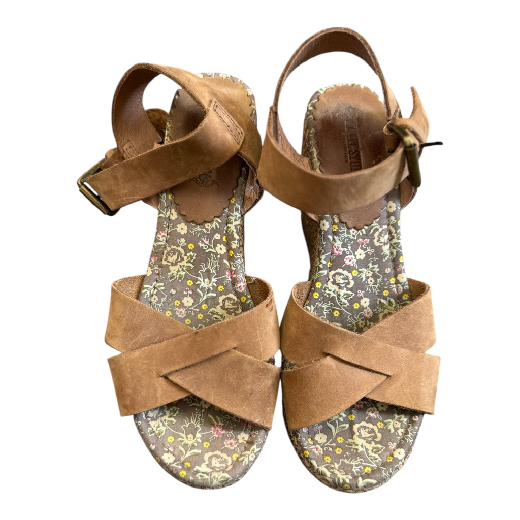 White stuff brown wedge sandals