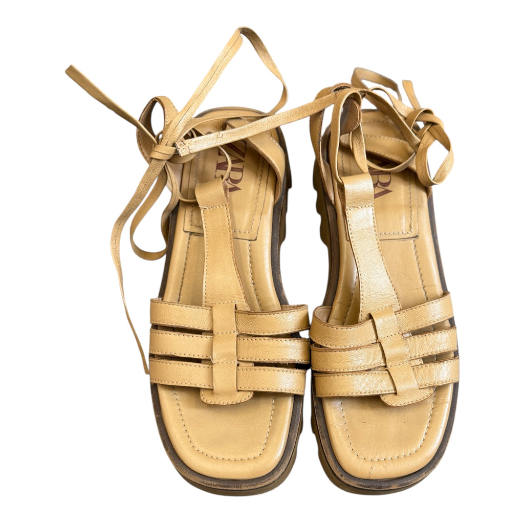 Zara brown chunky strappy sandals