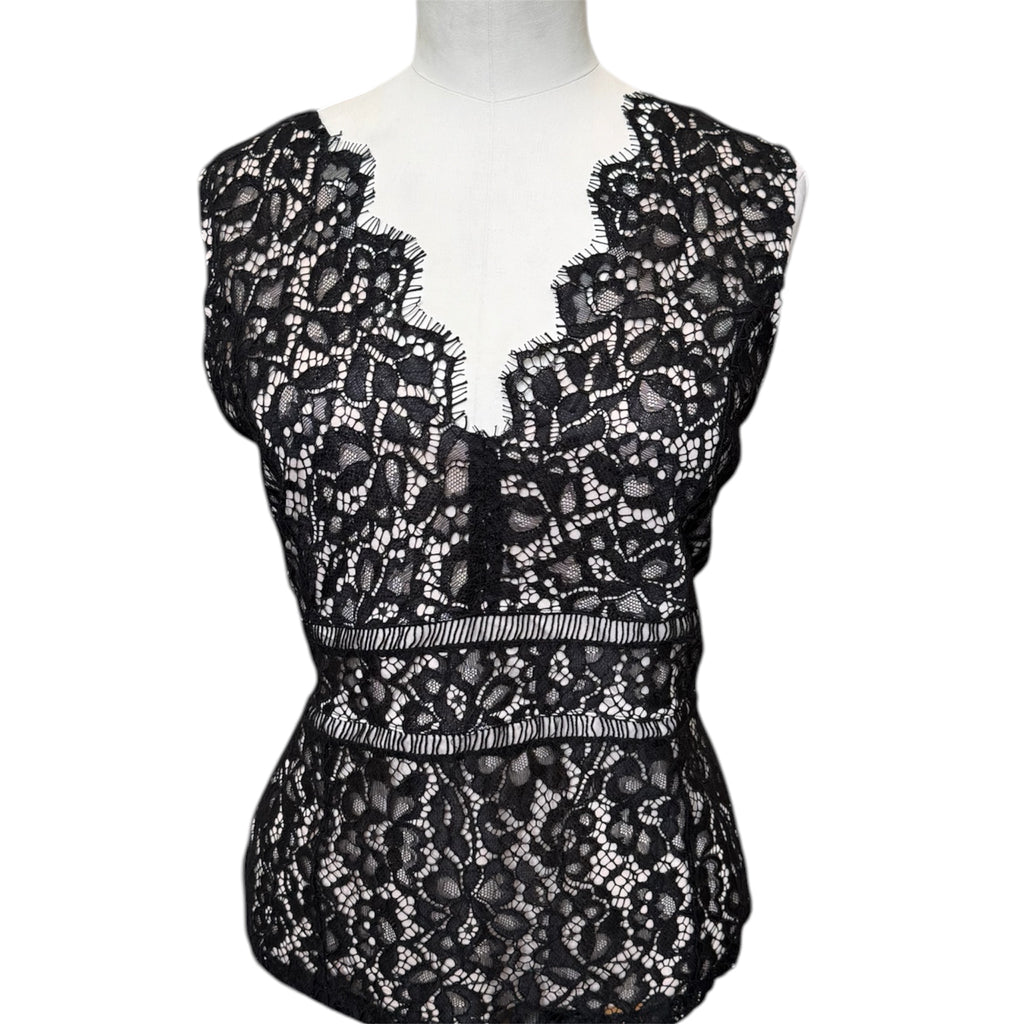 Sosander black lace sleeveless top