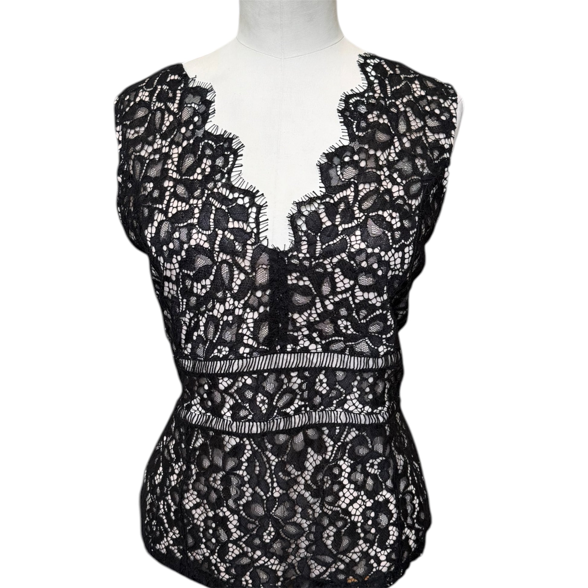Sosander black lace sleeveless top