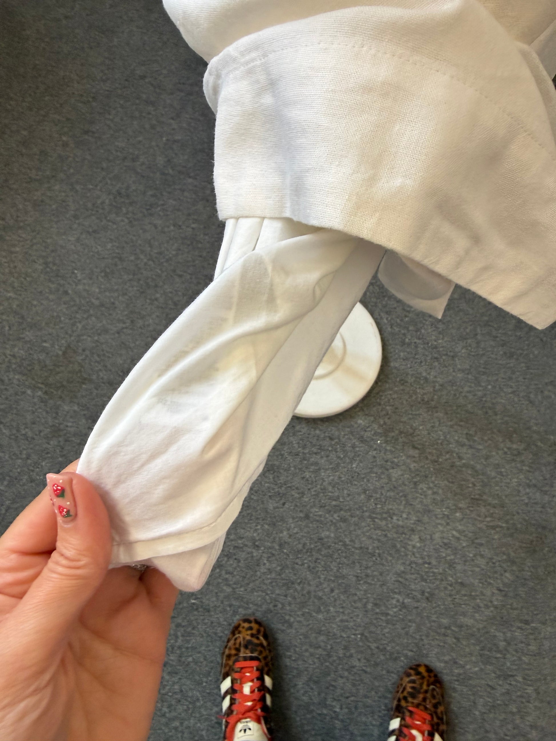 M&S white linen style frill edge dress