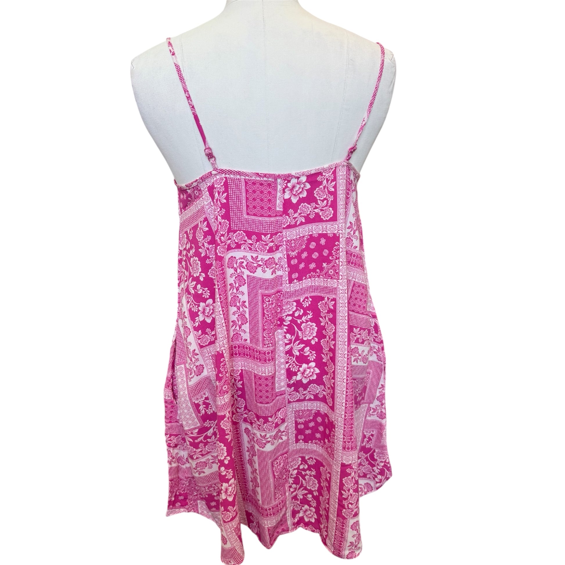 George pink and white print strappy mini dress
