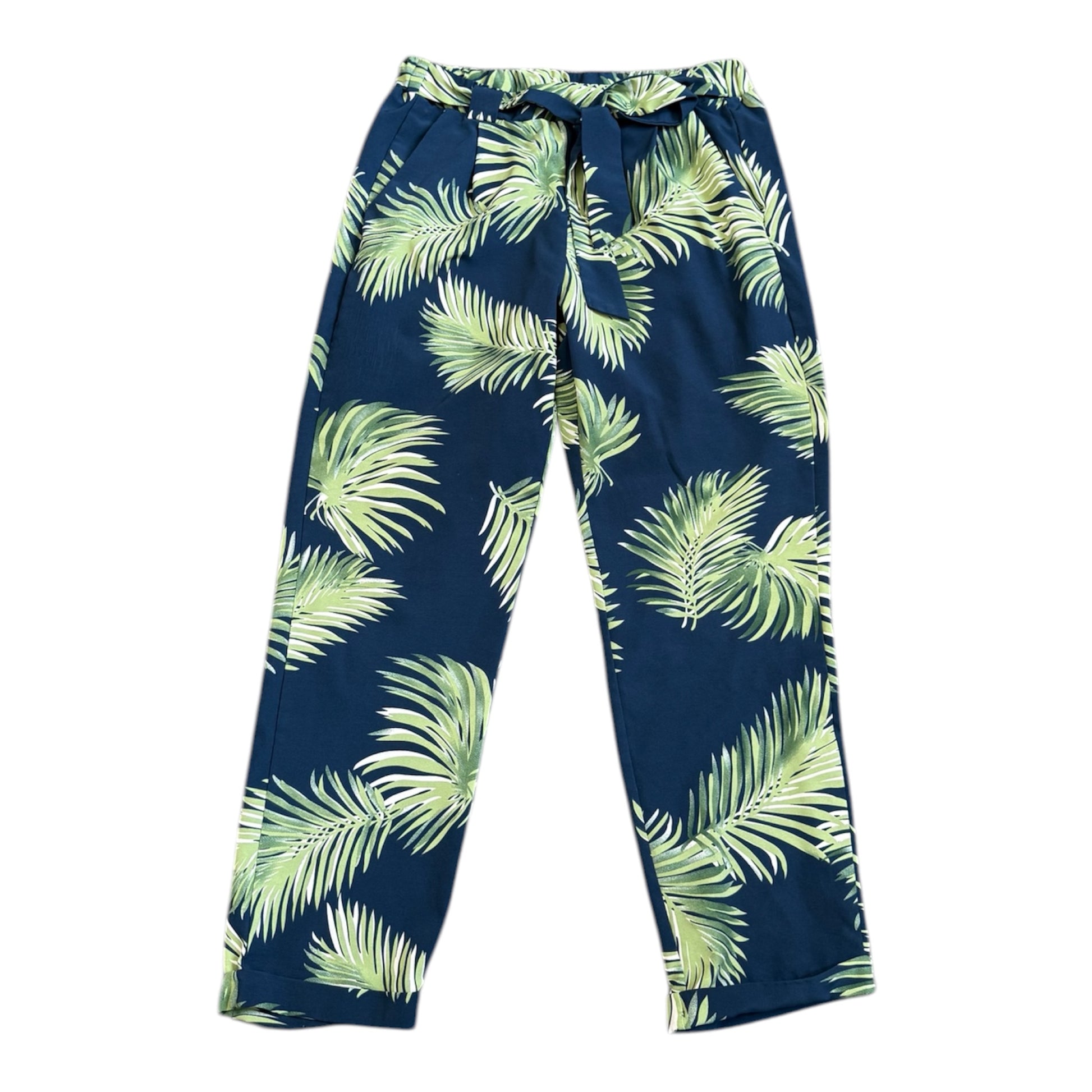 Moon Mood tapered belted pattern trousers