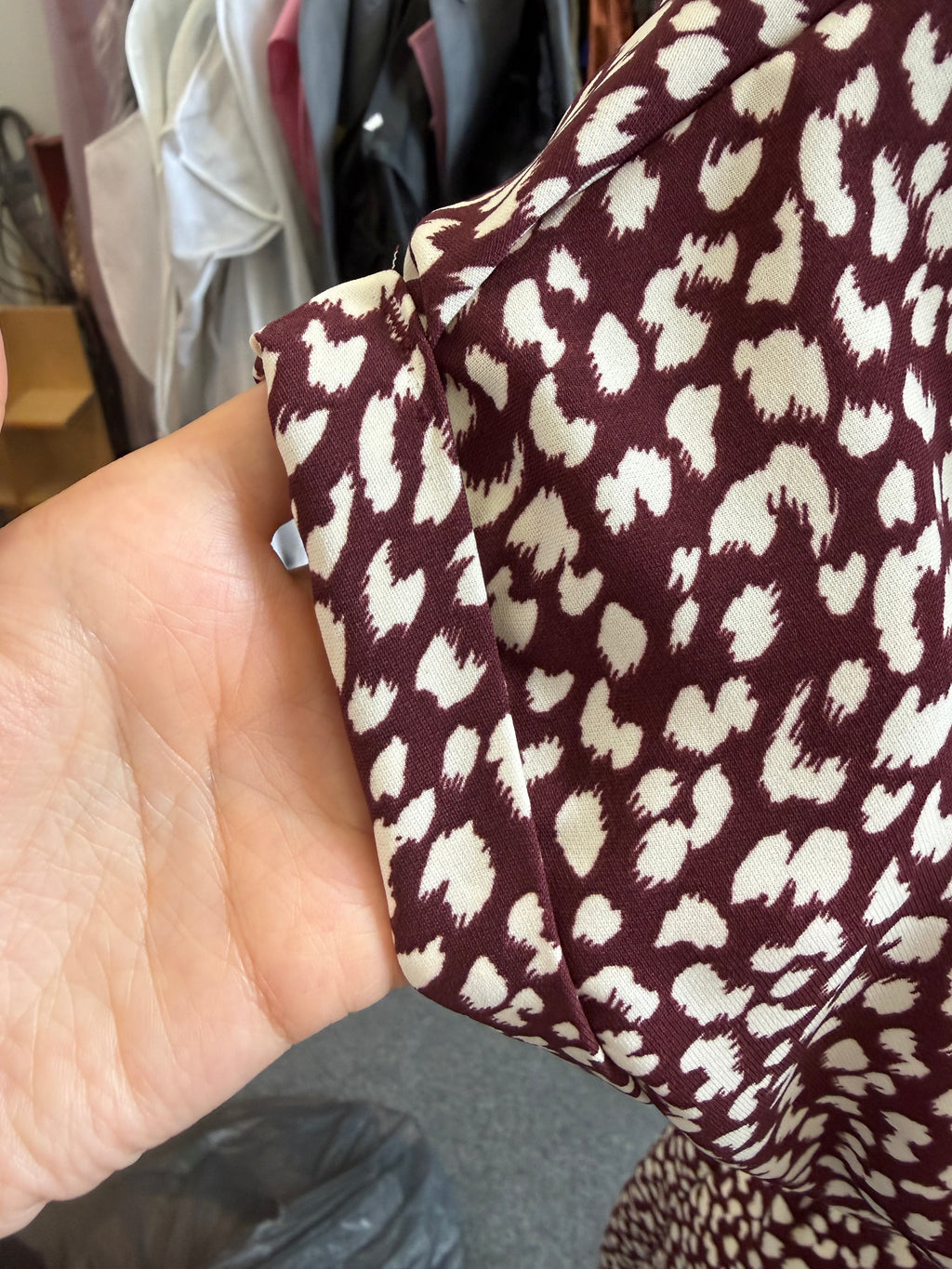 F&F burgundy animal print short sleeve belted maxi dress