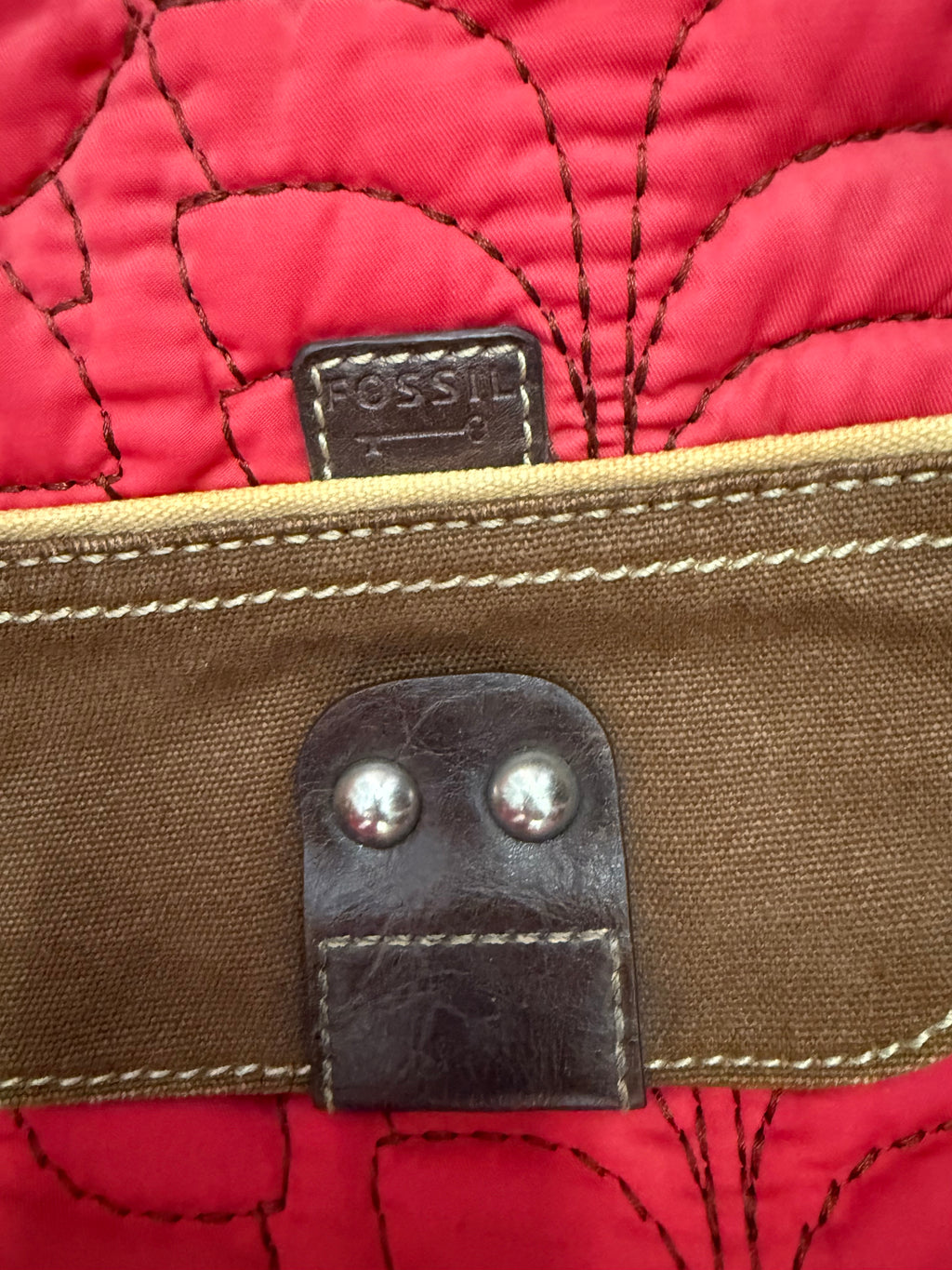 Fossil red satchel style bag