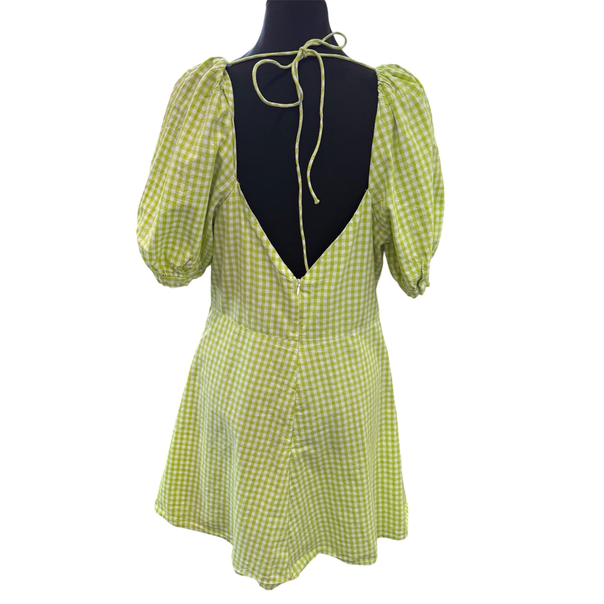 Primark pouffe sleeve gingham mini dress