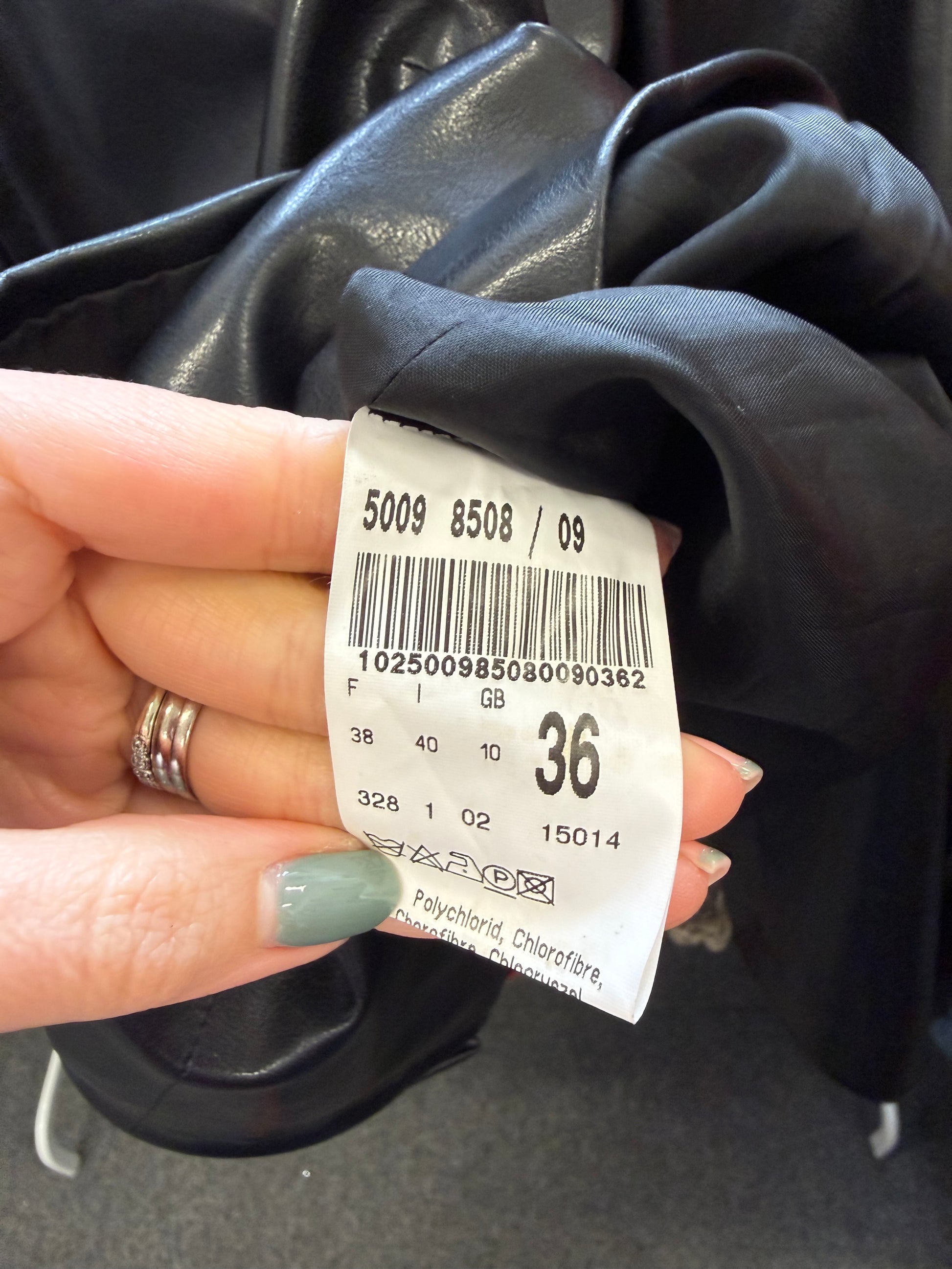 Betty Barclay faux leather collarless jacket
