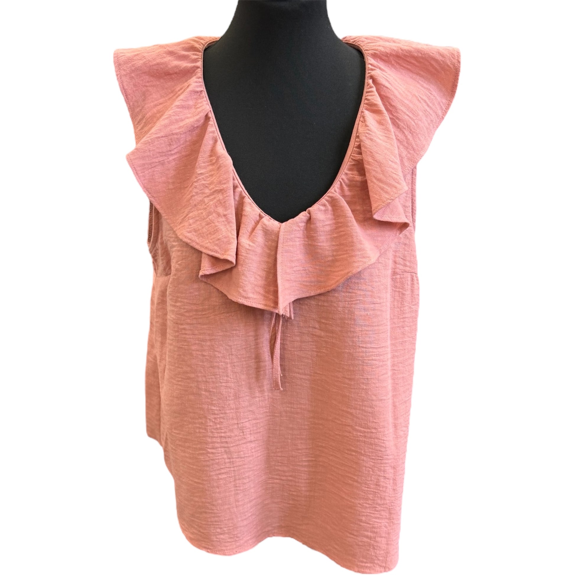 George sleeveless frill top